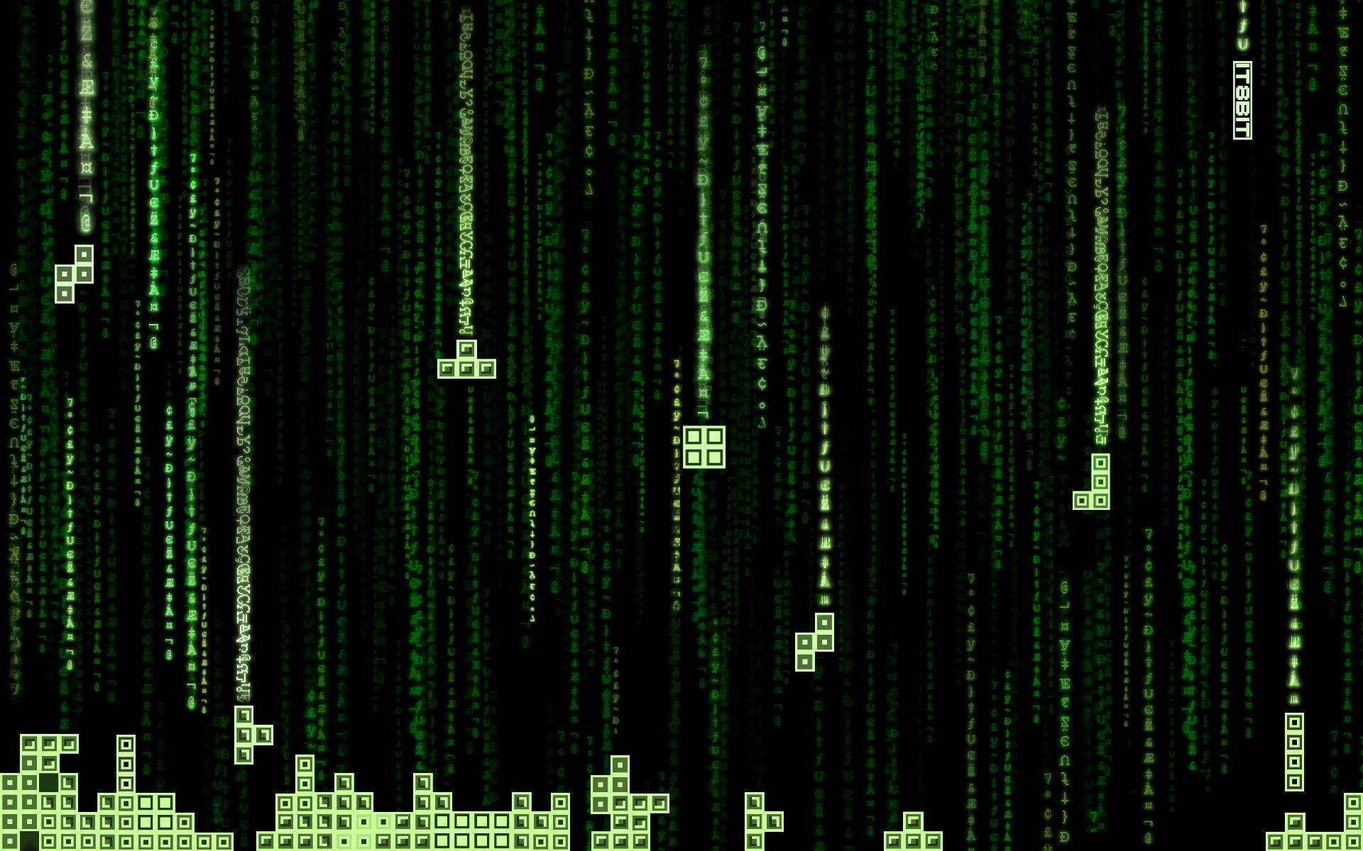 Tetris In Matrix Screen Background