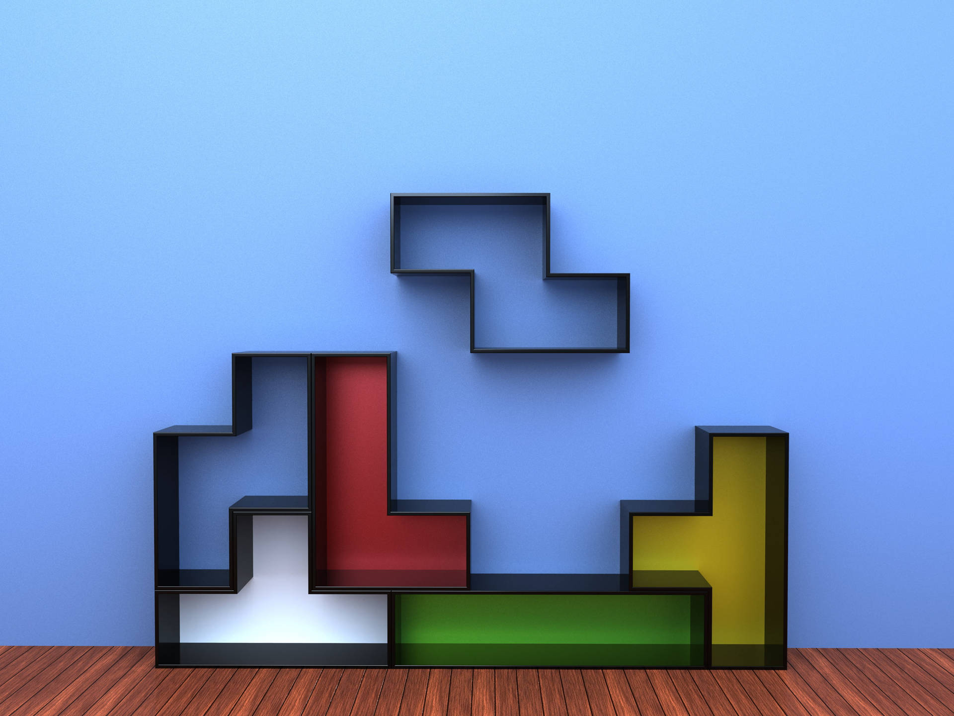 Tetris Inspired Shelves Background