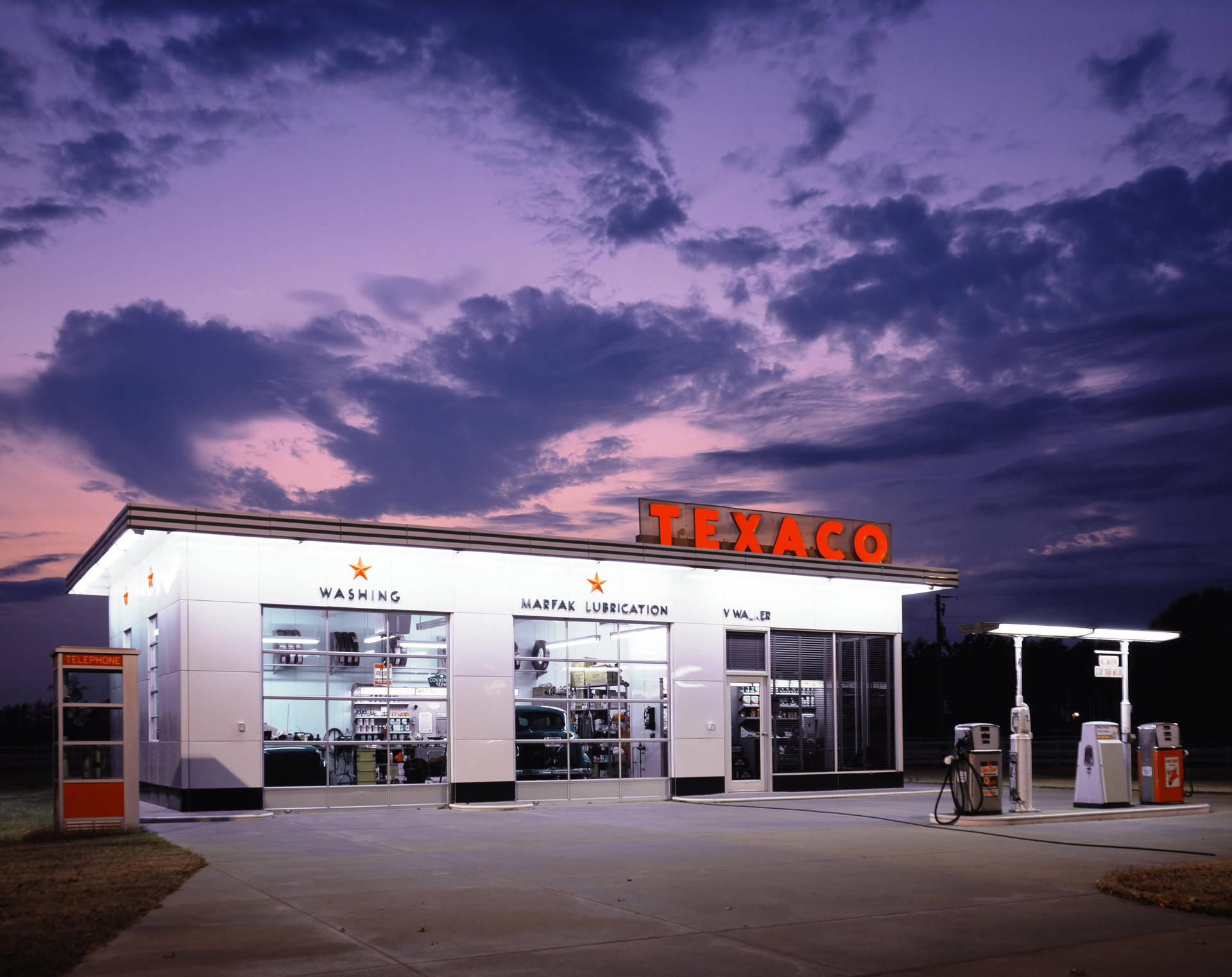 Texaco Gas Station Background