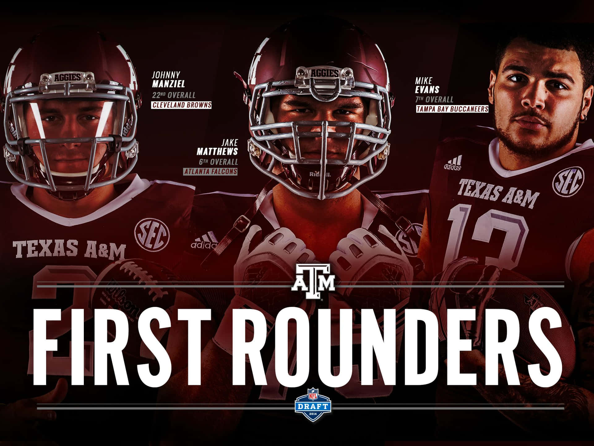 Texas Am Players In Uniform With The Words First Rounders Background