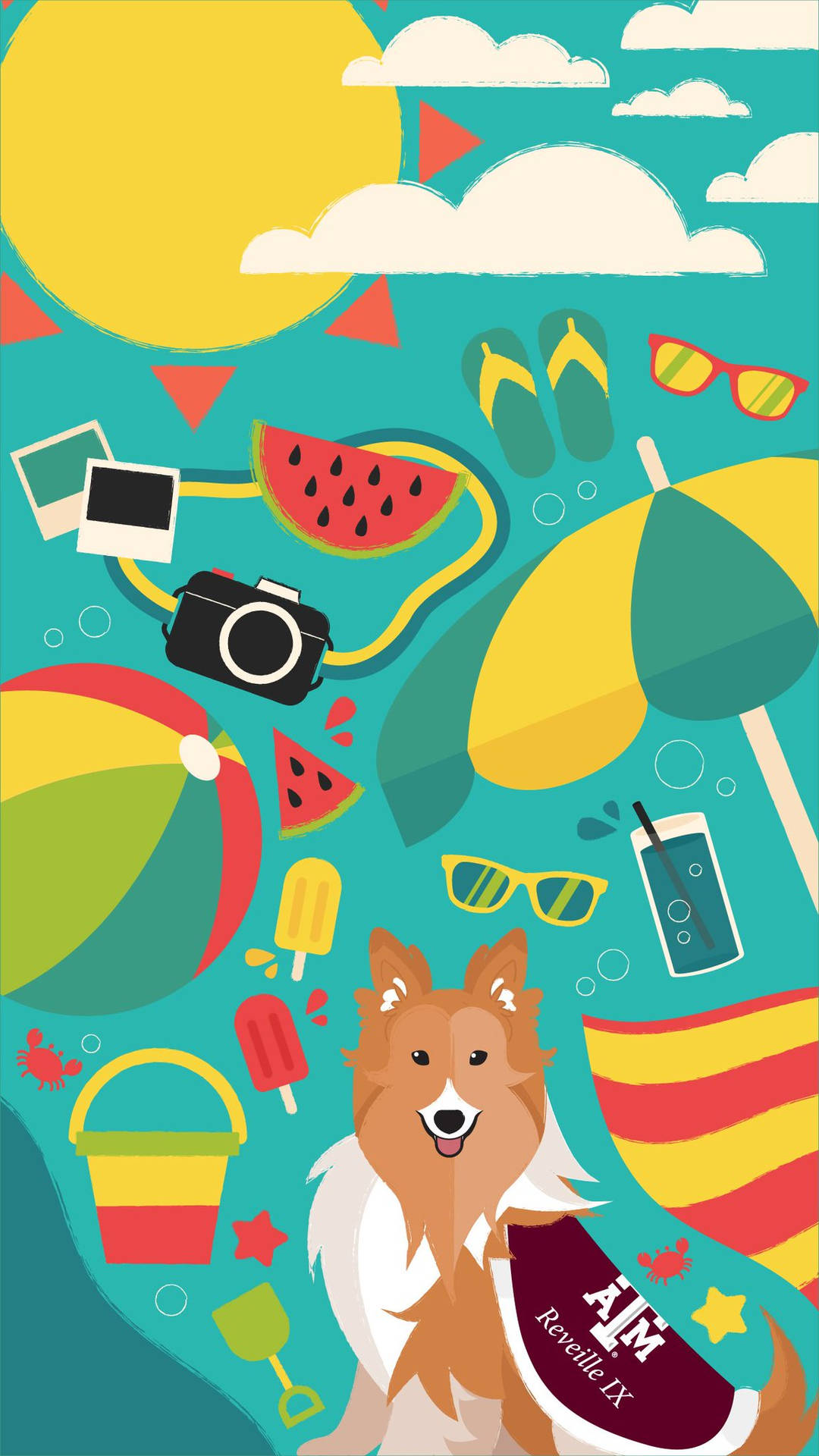 Texas Am University Summer Sticker Icons Background