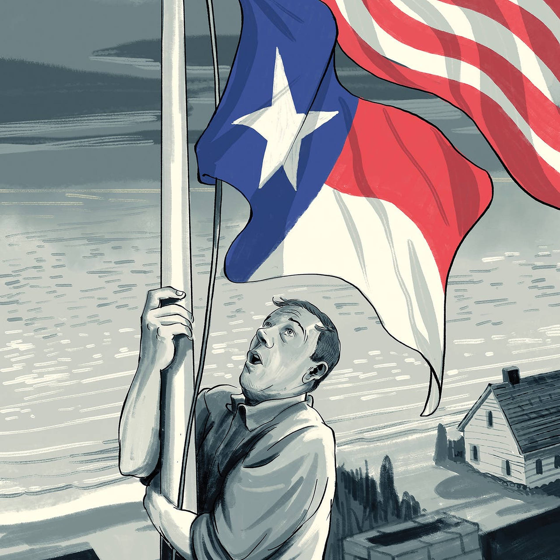Texas Flag With Man Artwork
