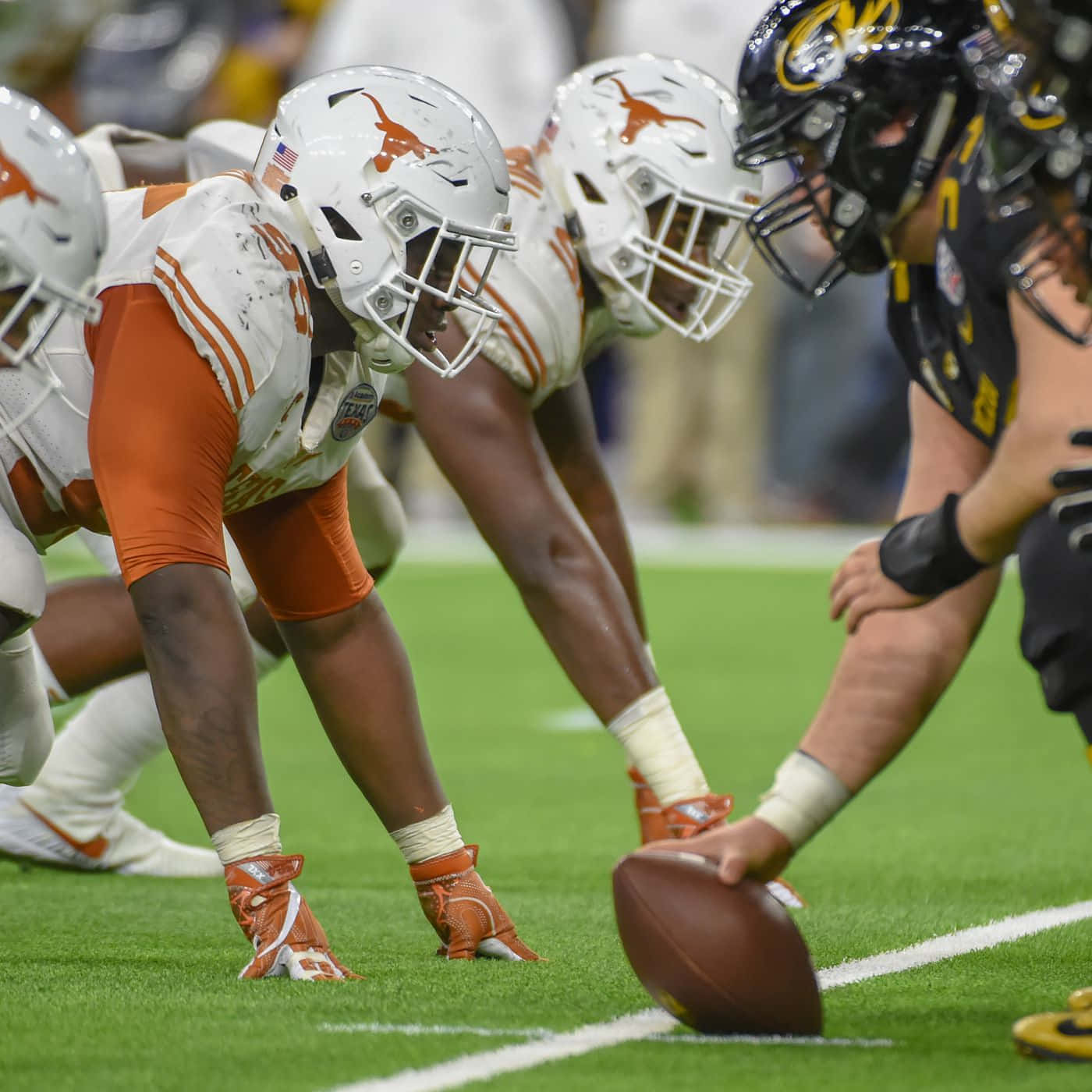 Texas Football Bending Down Background