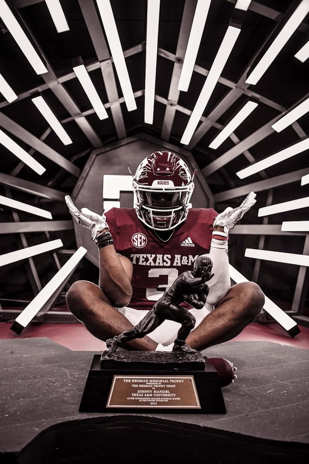 Texas Football With Trophy Background