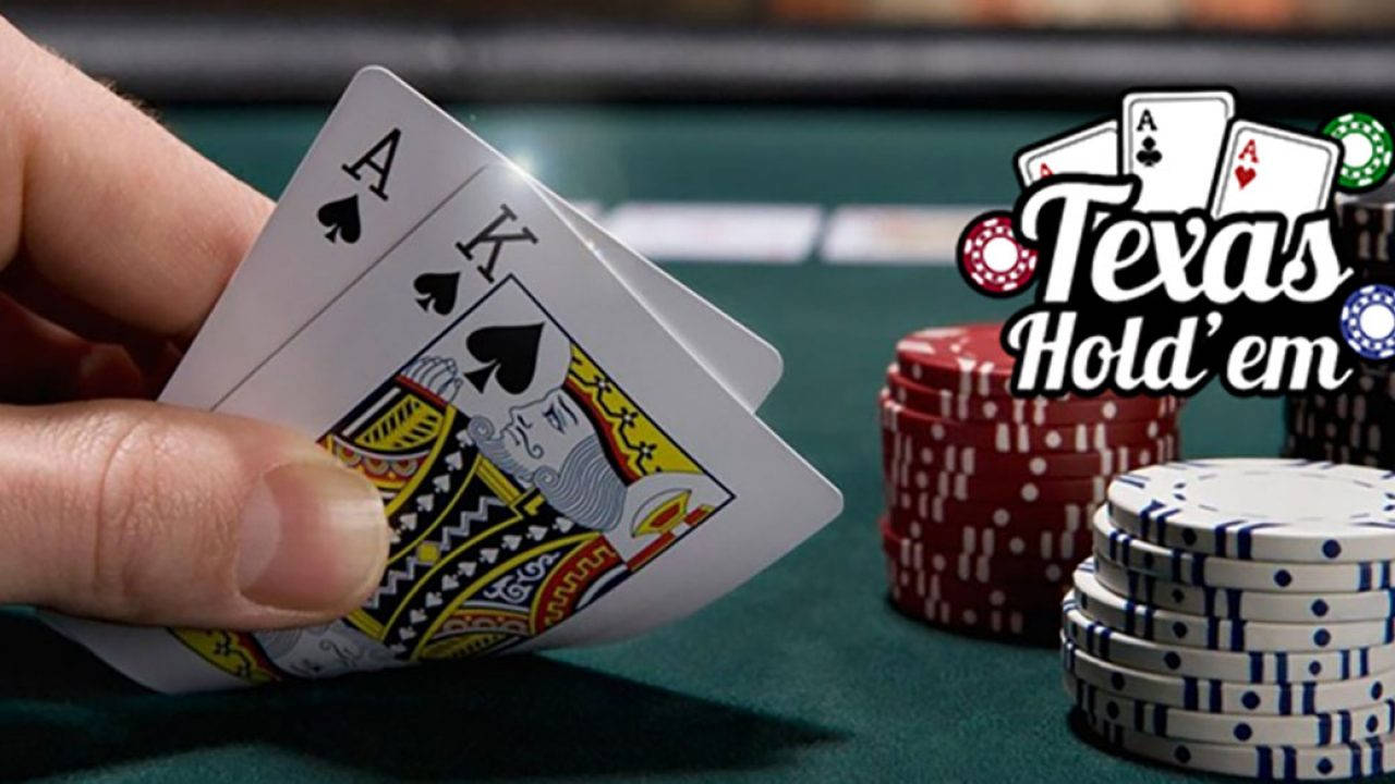 Texas Hold'em Logo And Cards Background