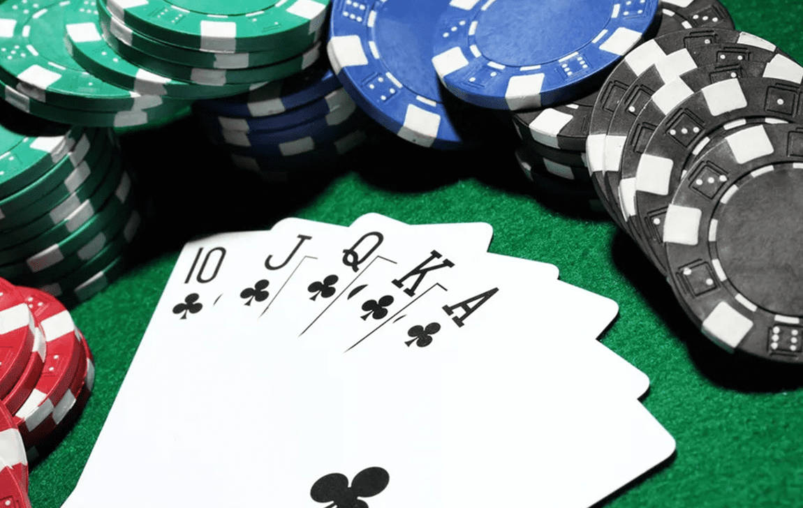 Texas Hold'em Multicolored Chips Background