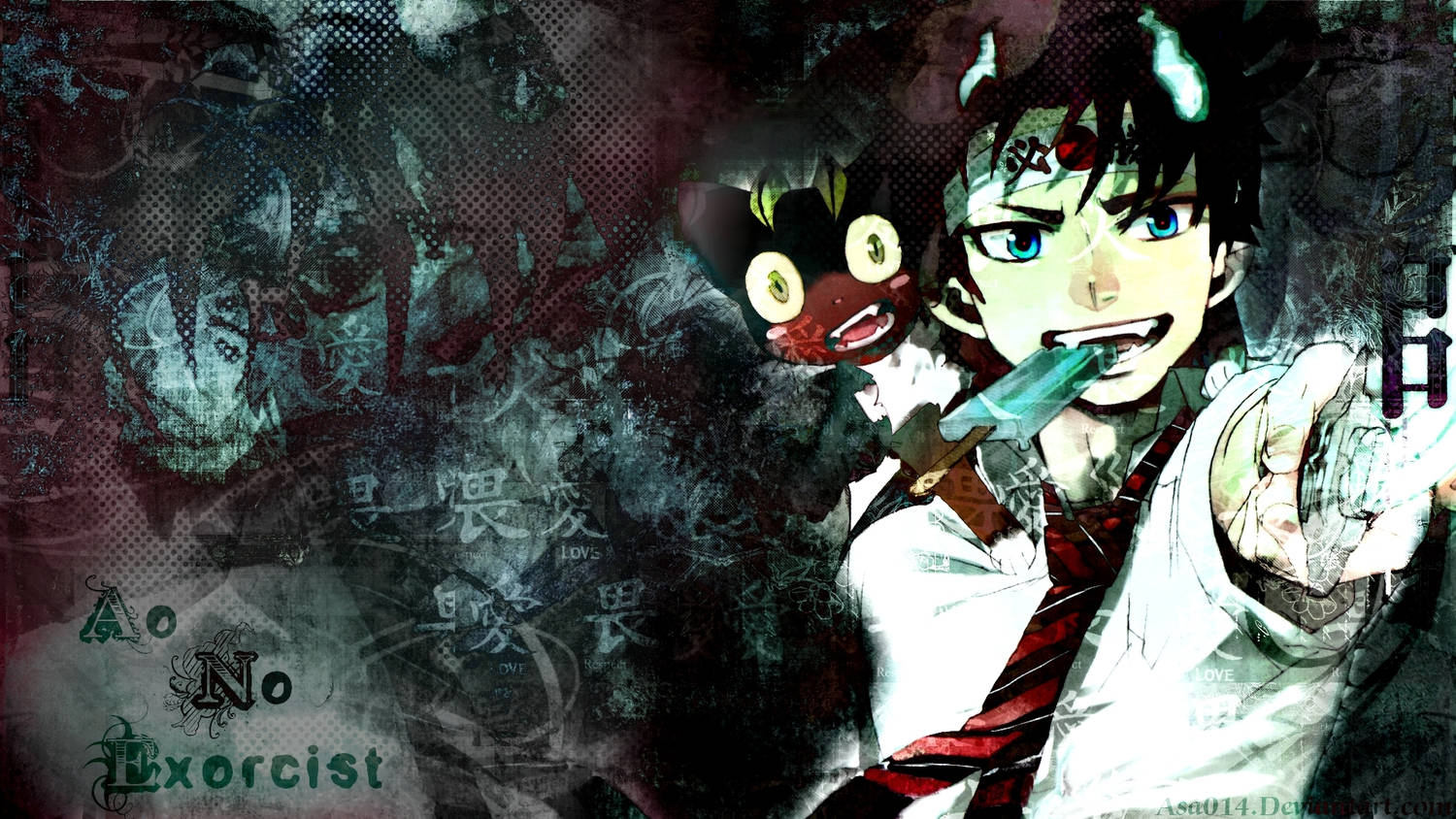 Textured Blue Exorcist Poster Background