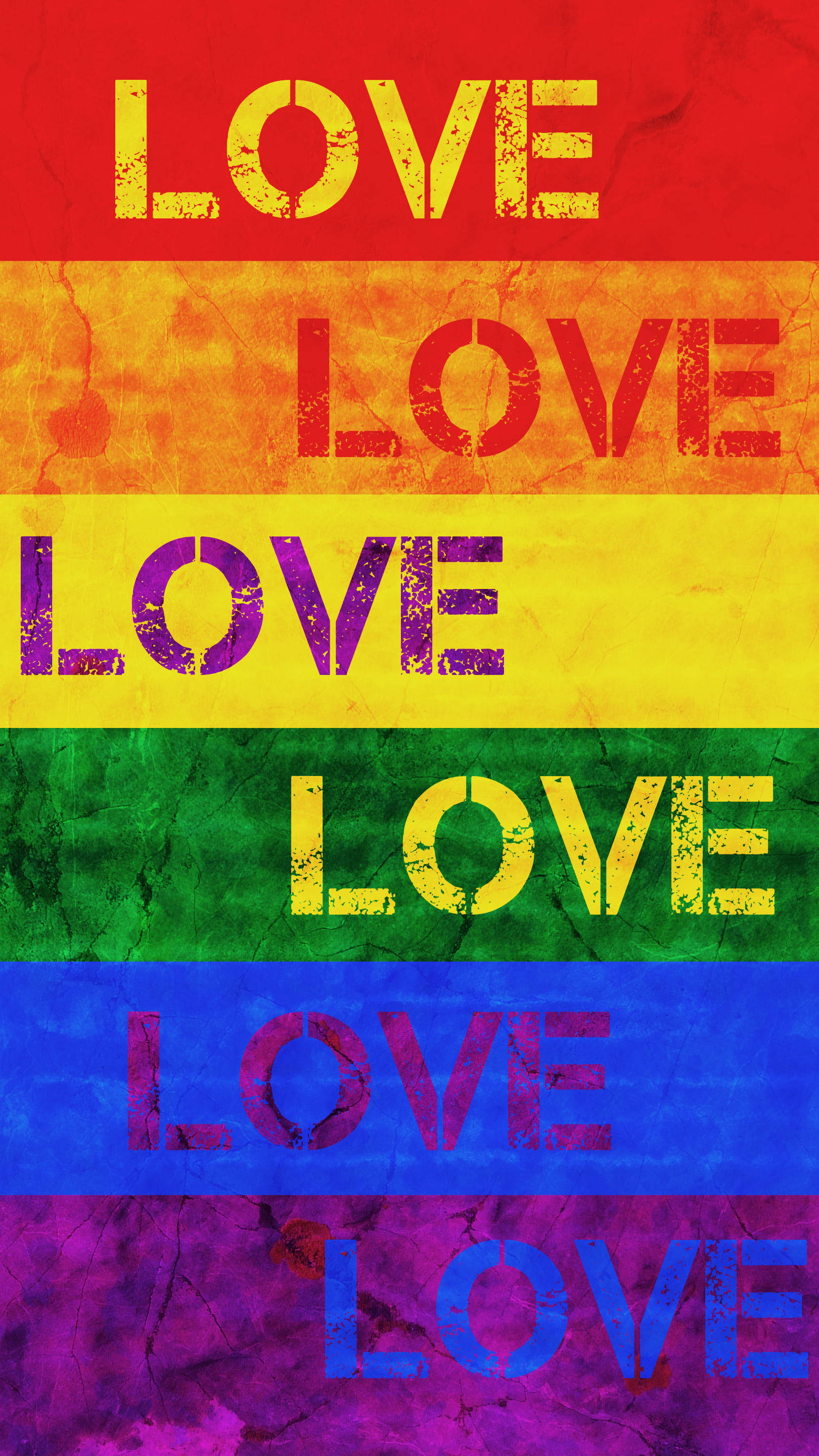 Textured Love Rainbow Lgbt Phone Background