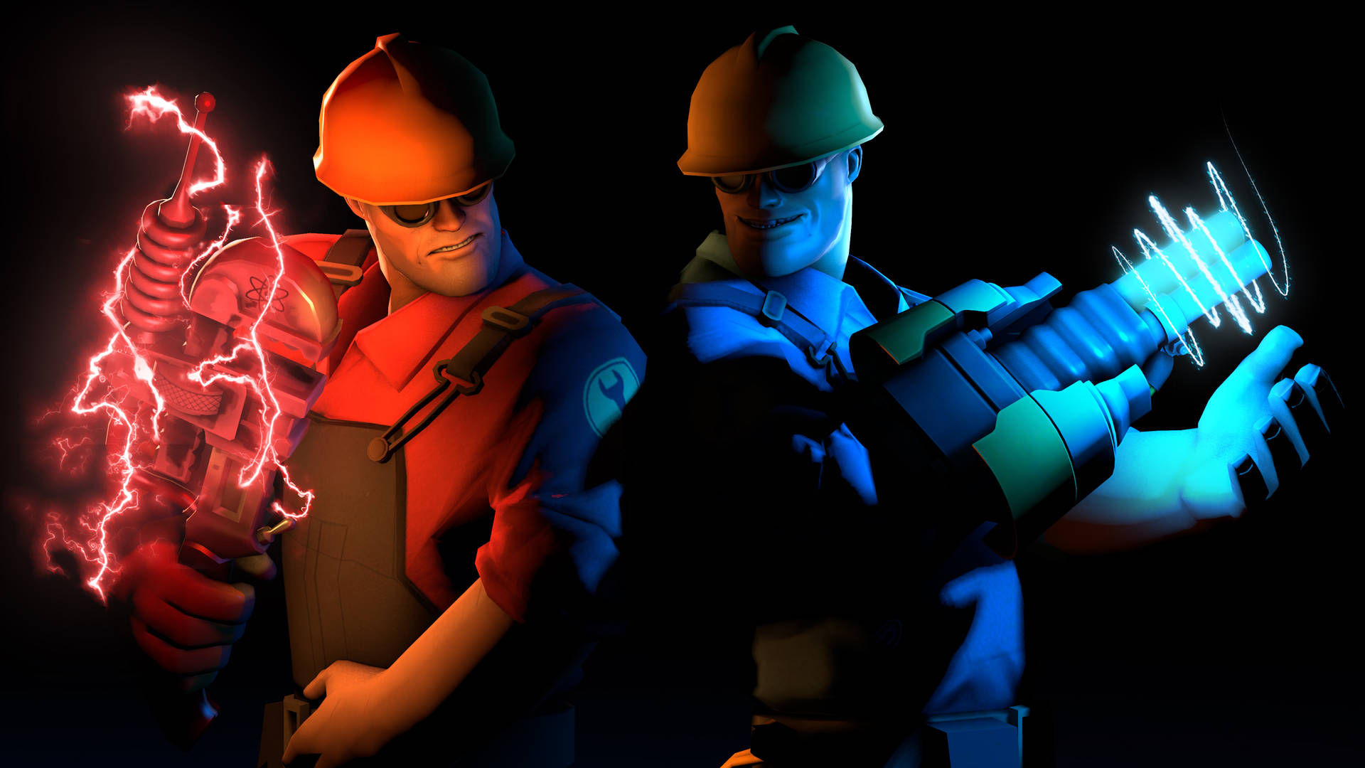 Tf2 4k Engineer Blue And Red Background