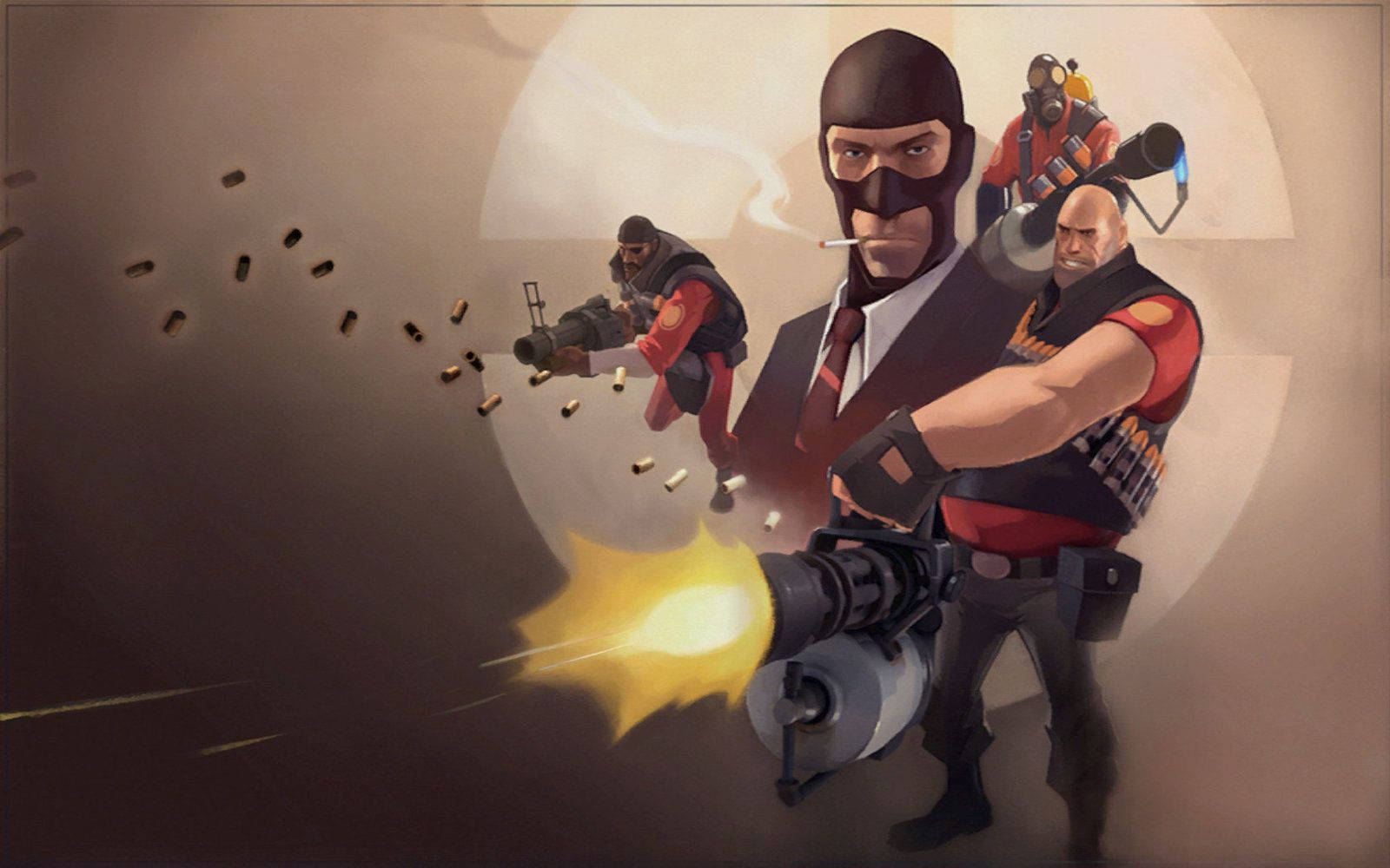Tf2 Characters On Brown Background