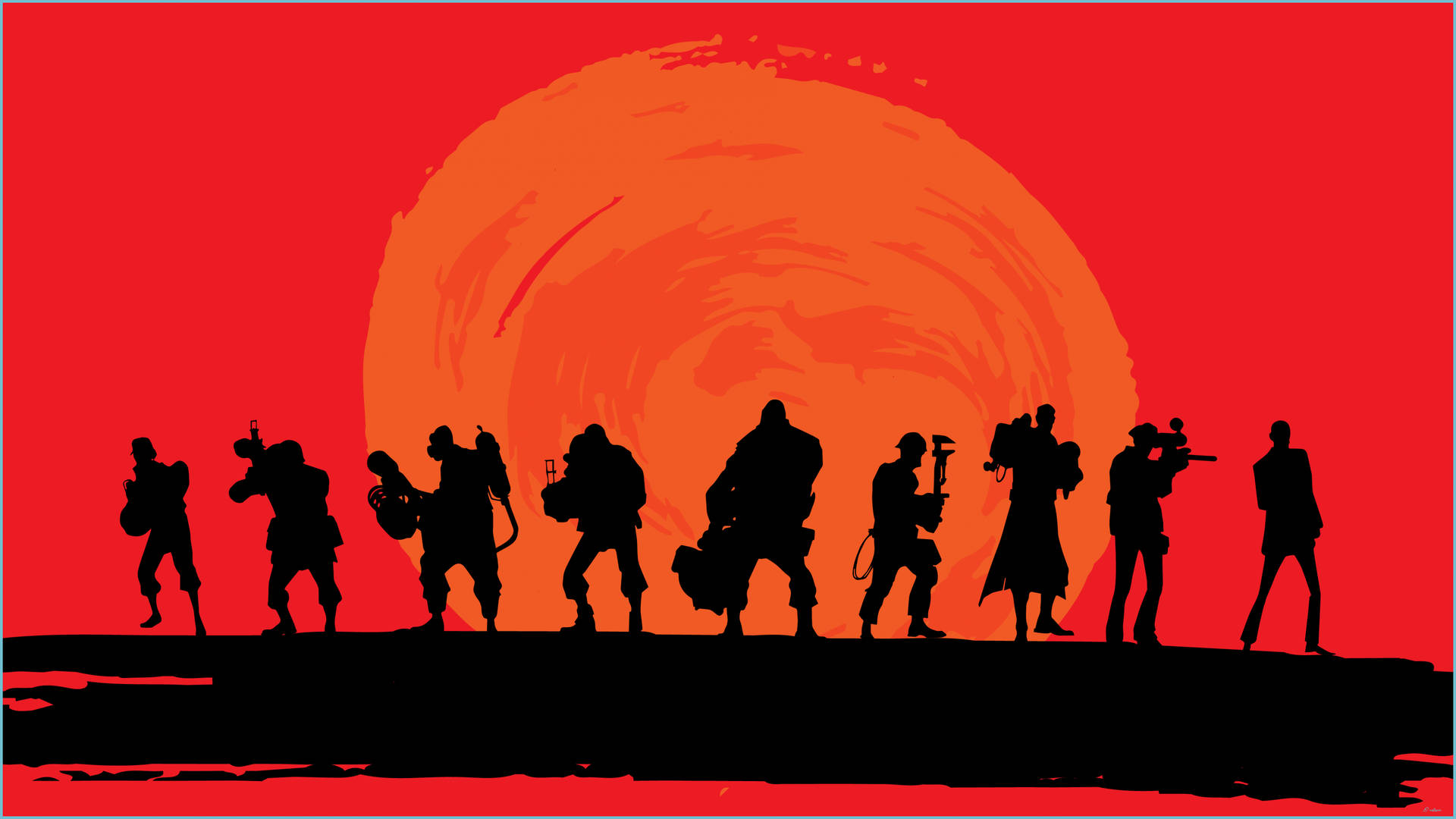 Tf2 Characters On Red Background