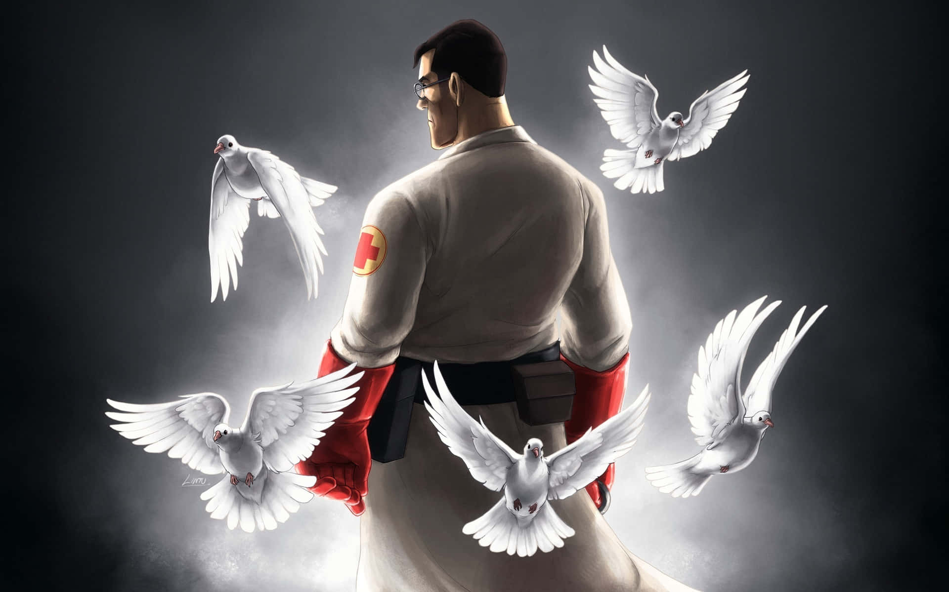 Tf2 Medic Villain Character Doves Background