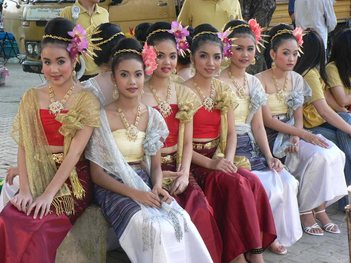 Thailand Ladies Traditional Clothing Background