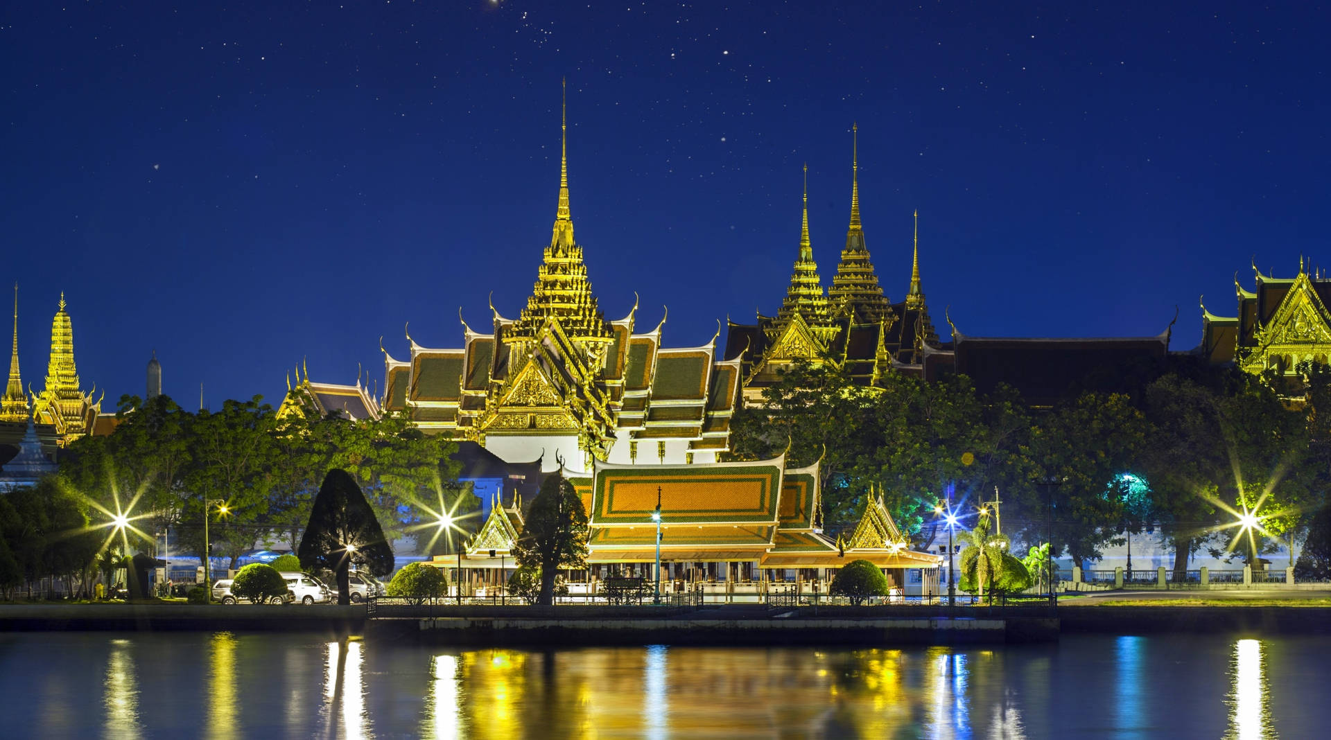 Thailand Wat Phra Kaew Night Background