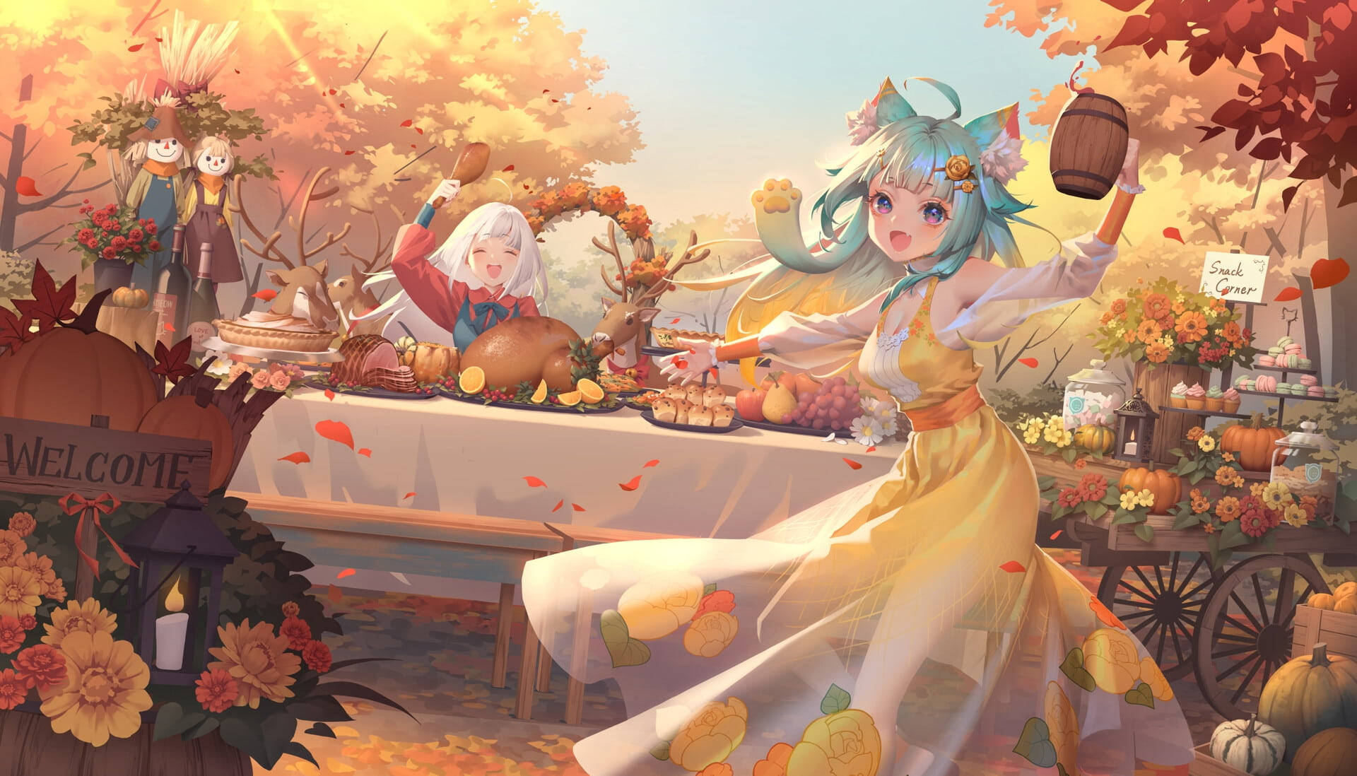 Thanksgiving Aesthetic Anime Girl Background