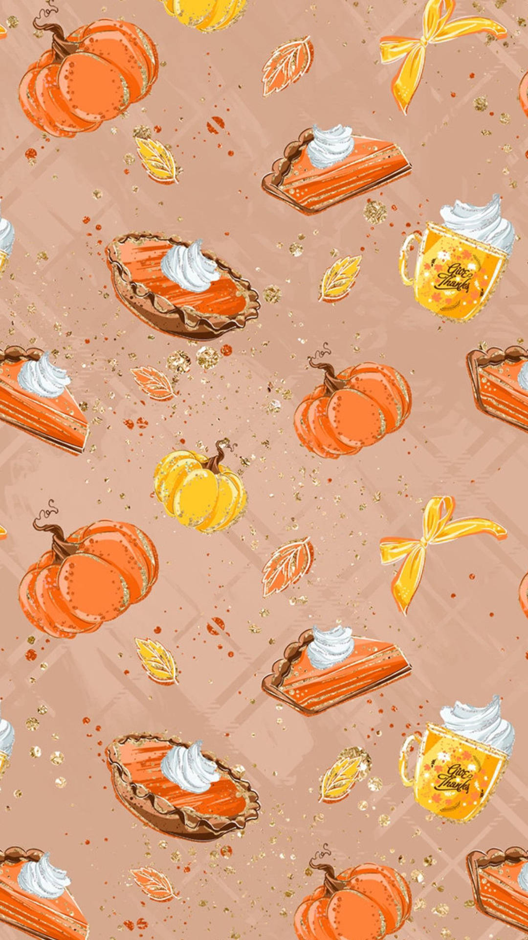 Thanksgiving Aesthetic Pumpkin Pie Pattern Background