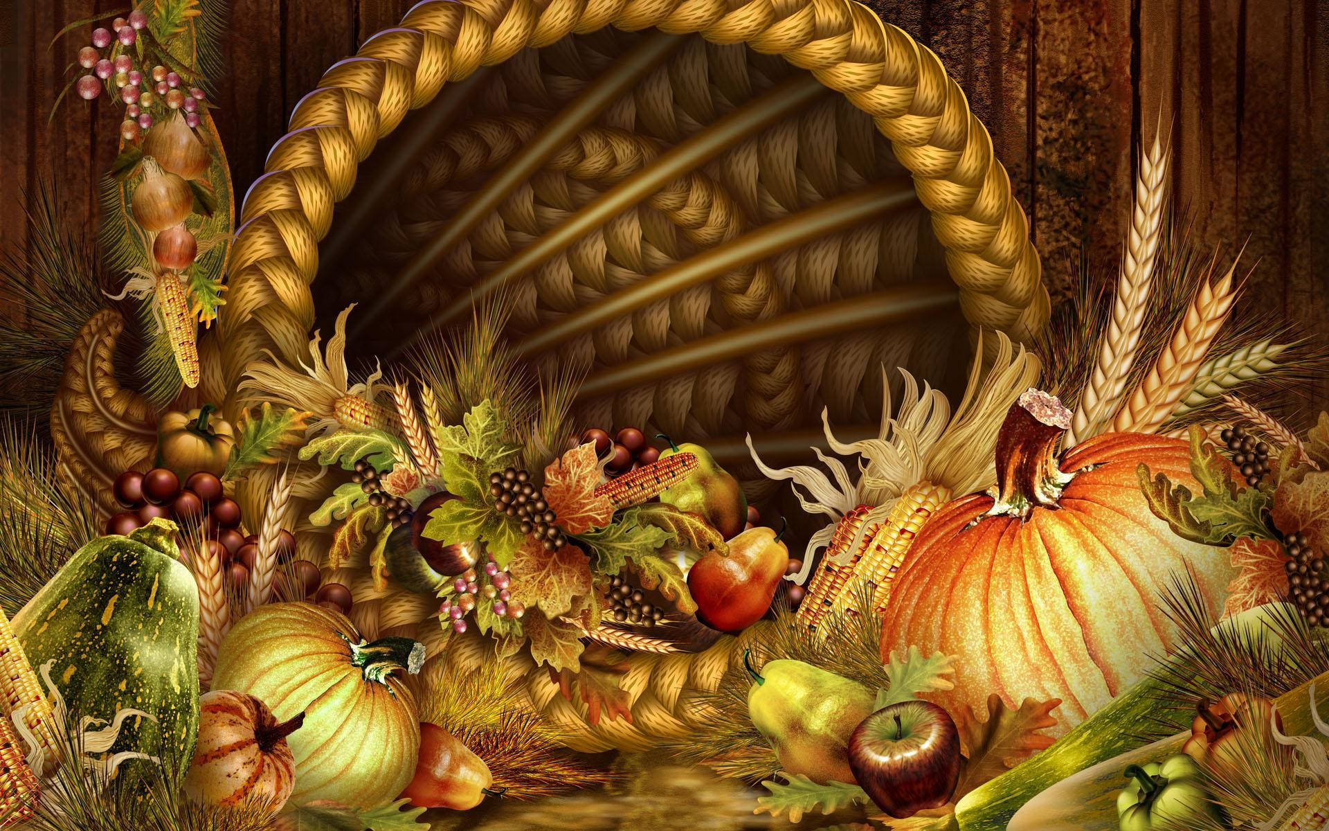 Thanksgiving Day Basket Art Background