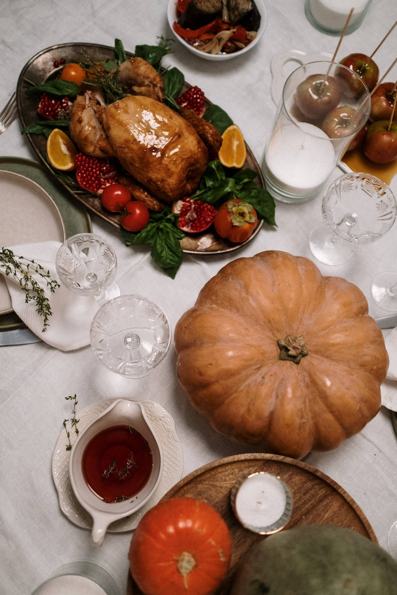 Thanksgiving Day Meal Flat Lay Background