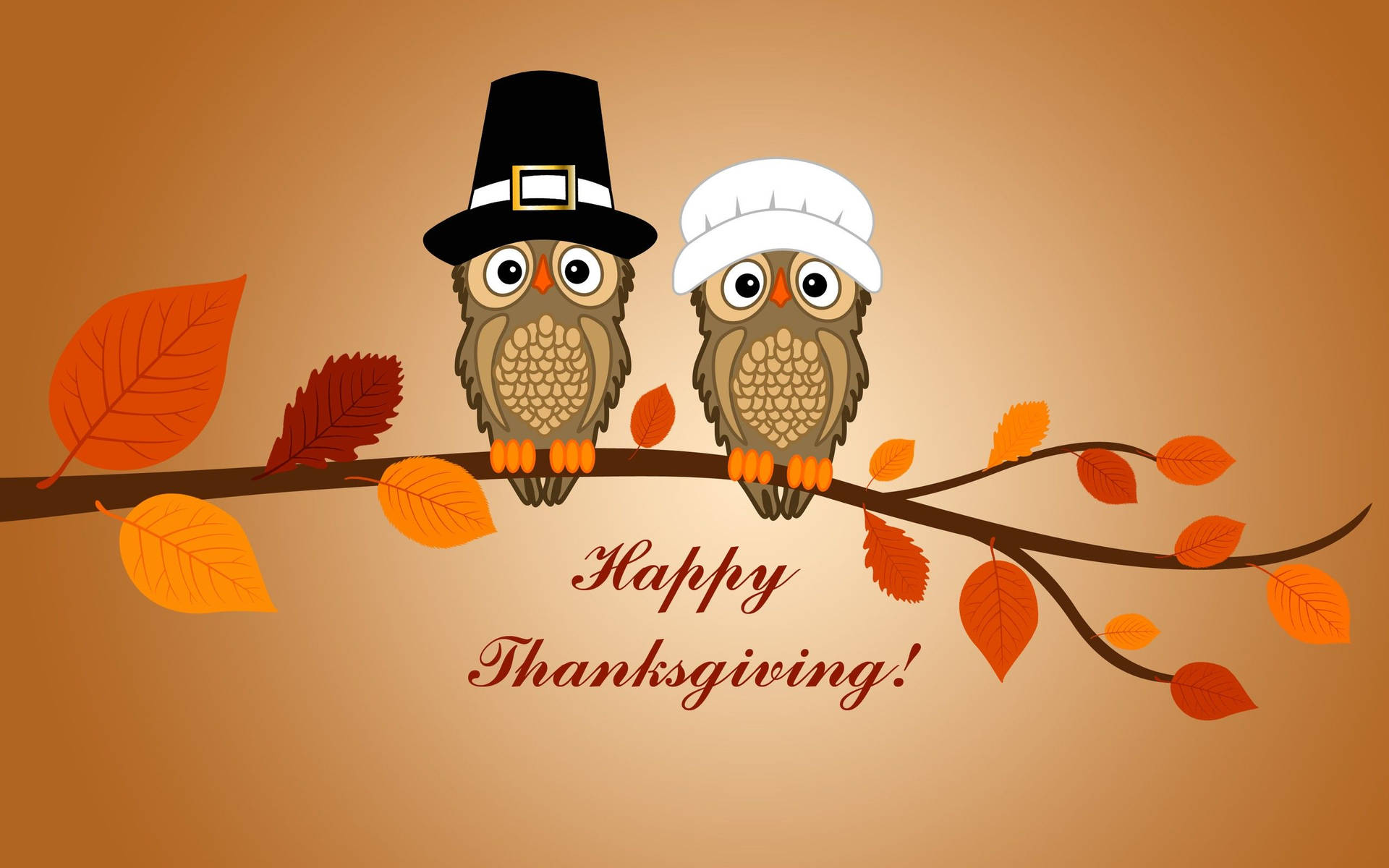 Thanksgiving Greeting Owl Couple Background