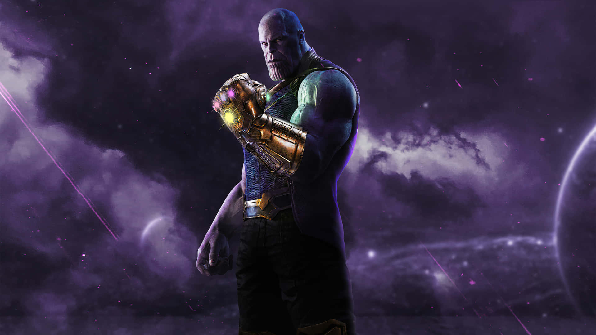 Thanos 4k Digital Gauntlet Purple Background