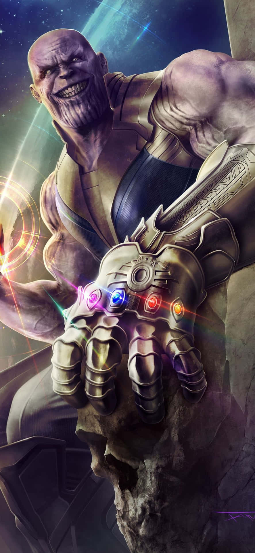 Thanos 4k Digital Scary Smiling Phone Background