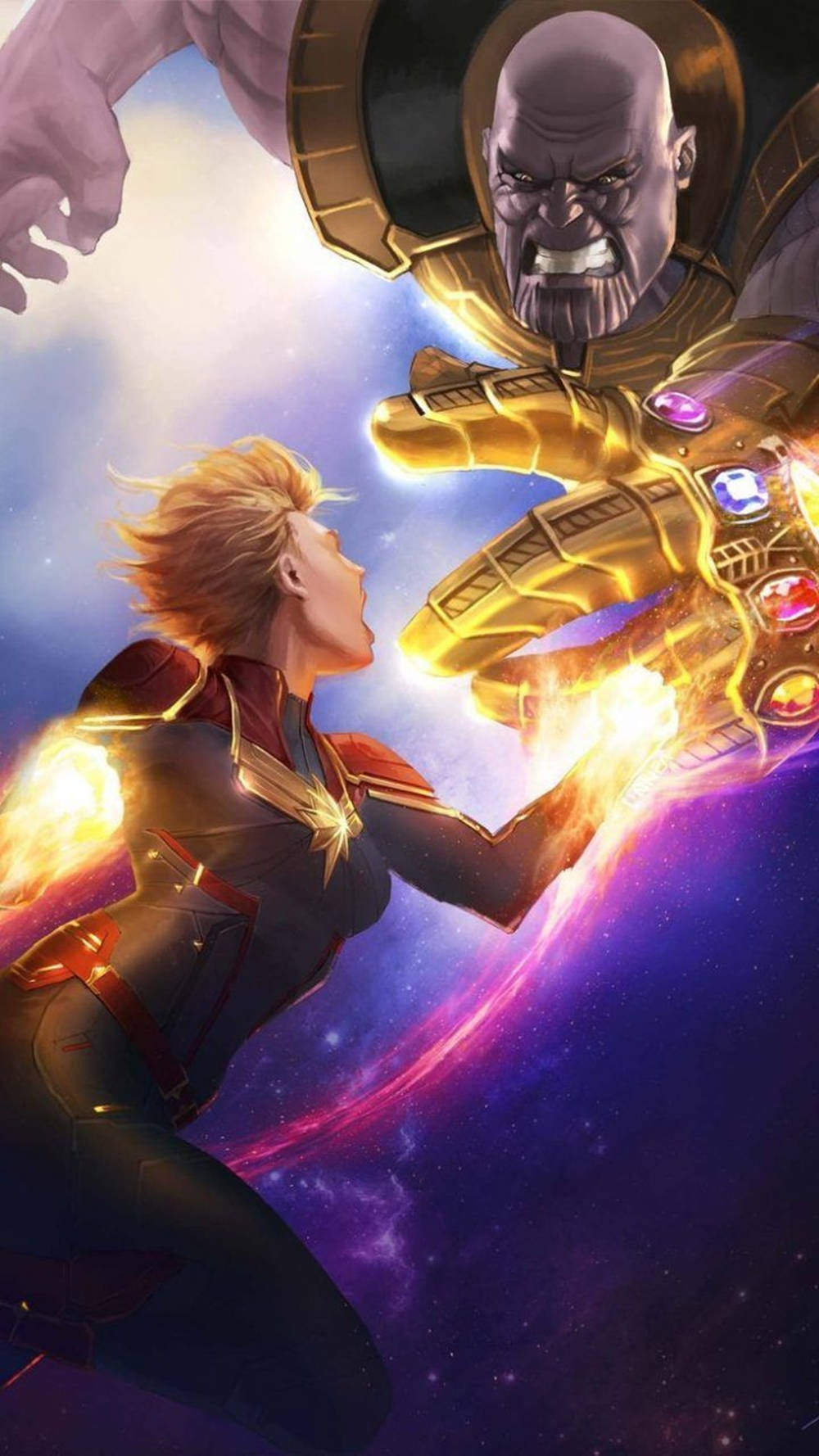 Thanos Vs. Captain Marvel Iphone Background