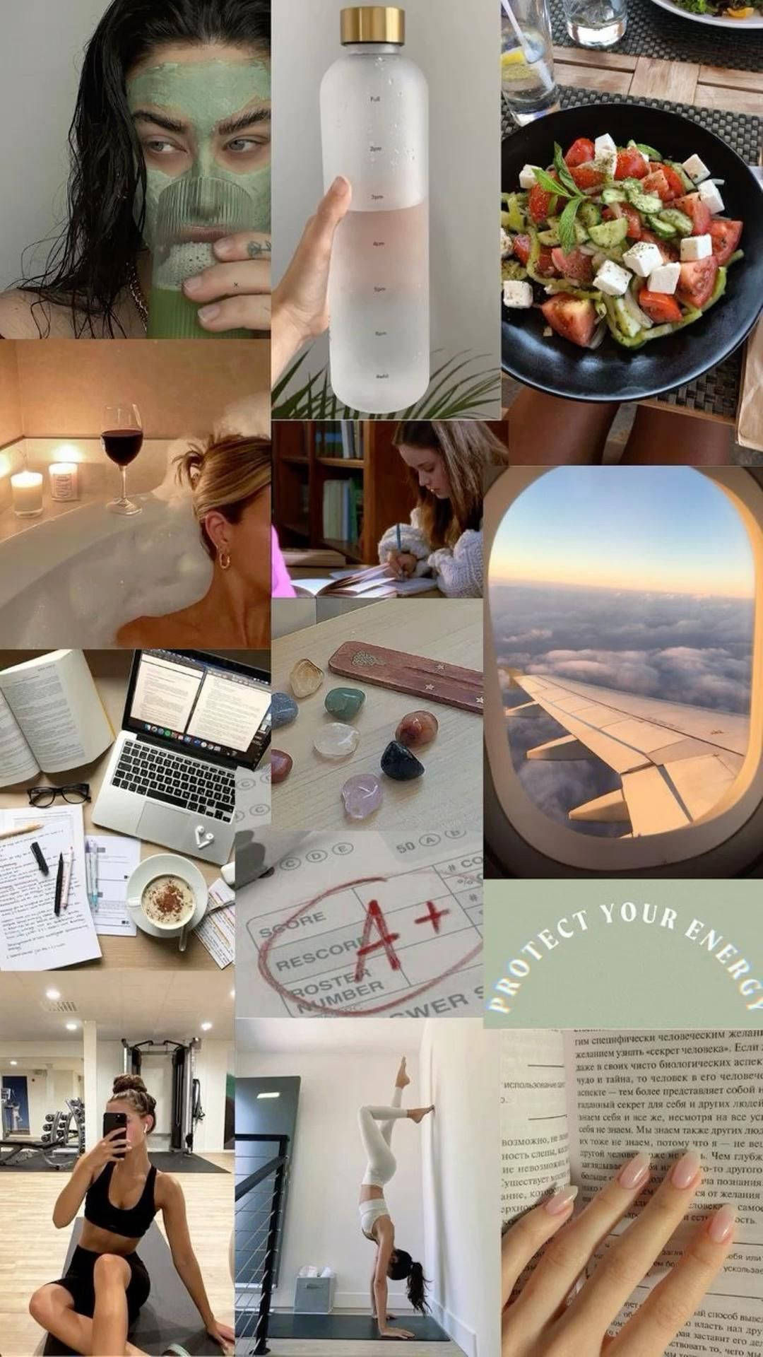 That Girl Aesthetic Work Travel Collage