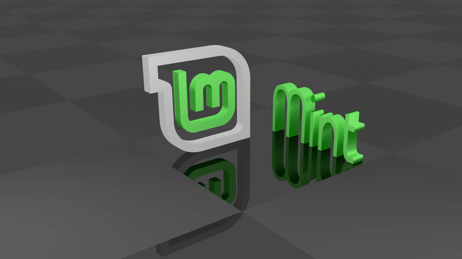 The 3d Logo Of The Linux Mint Operating System Displayed On Graphical Tiles. Background