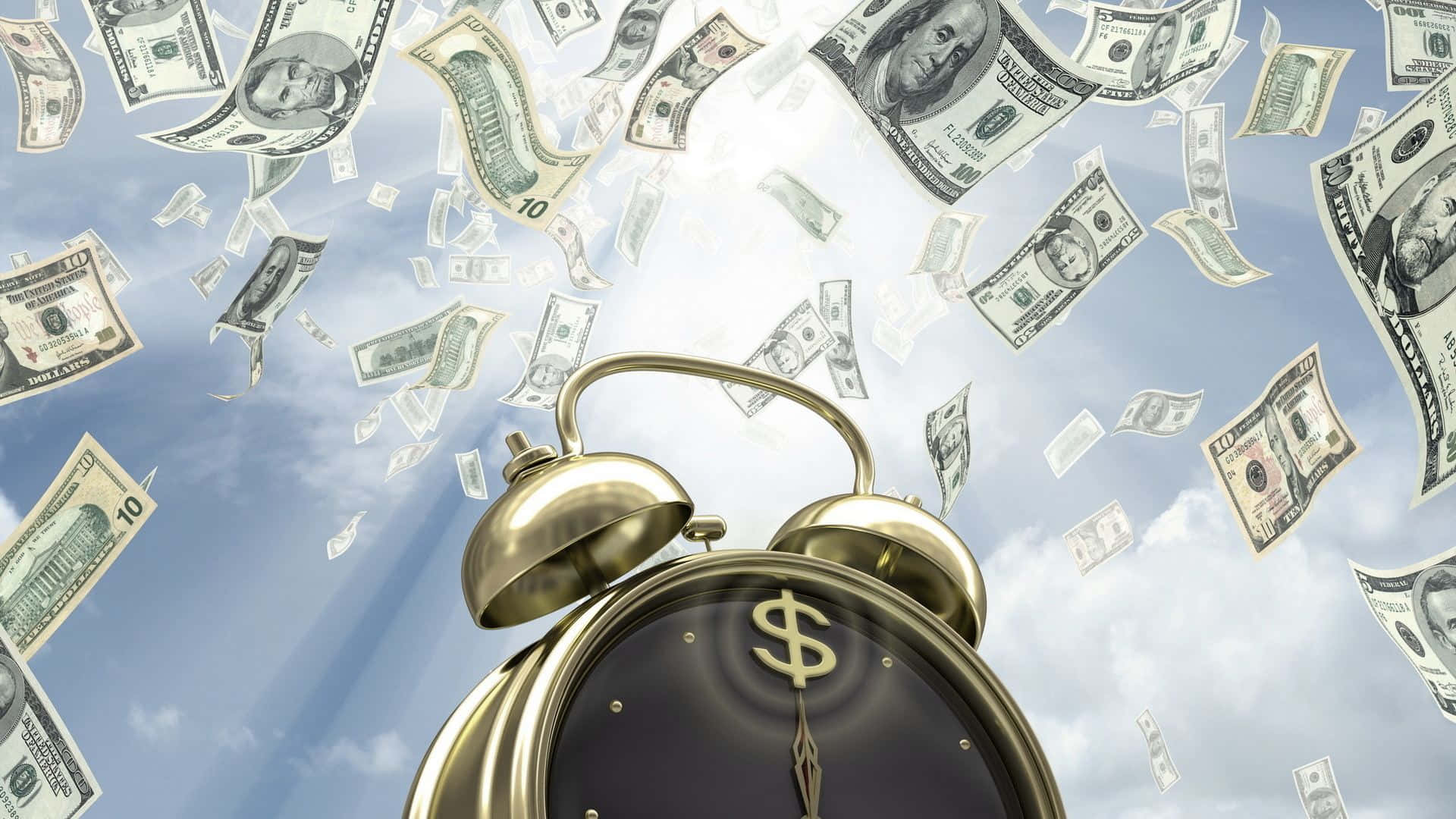 The Alarm Clock And The Money Bag - Time Is Money Background