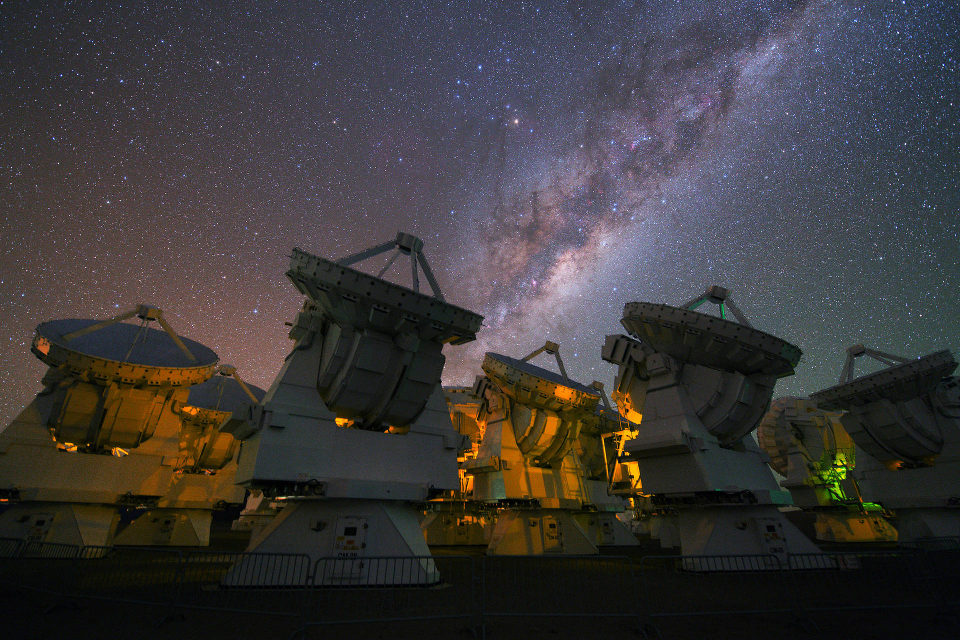 The Alma Radio Telescope Scanning The Celestial Sphere In Chile Background