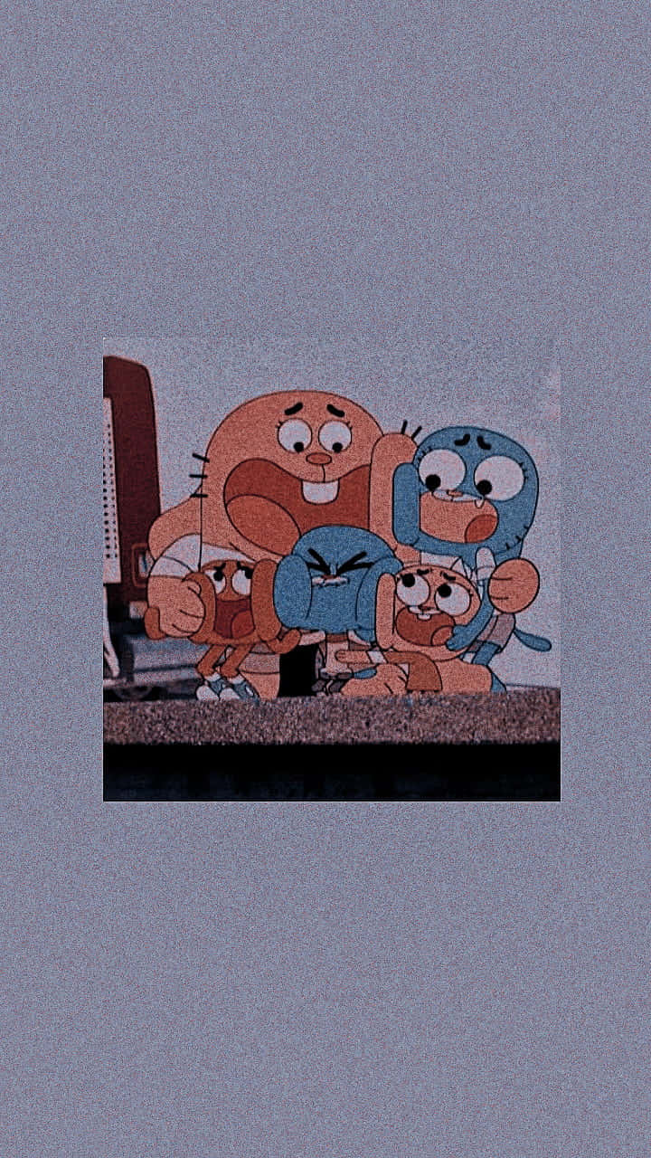 The Amazing World Of Gumball - Calvin, Anais, Nicole, And Richard Watterson In A Creative Pose Background