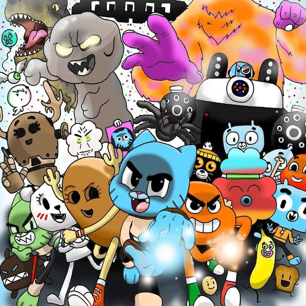 The Amazing World Of Gumball Characters Smiling Together Background