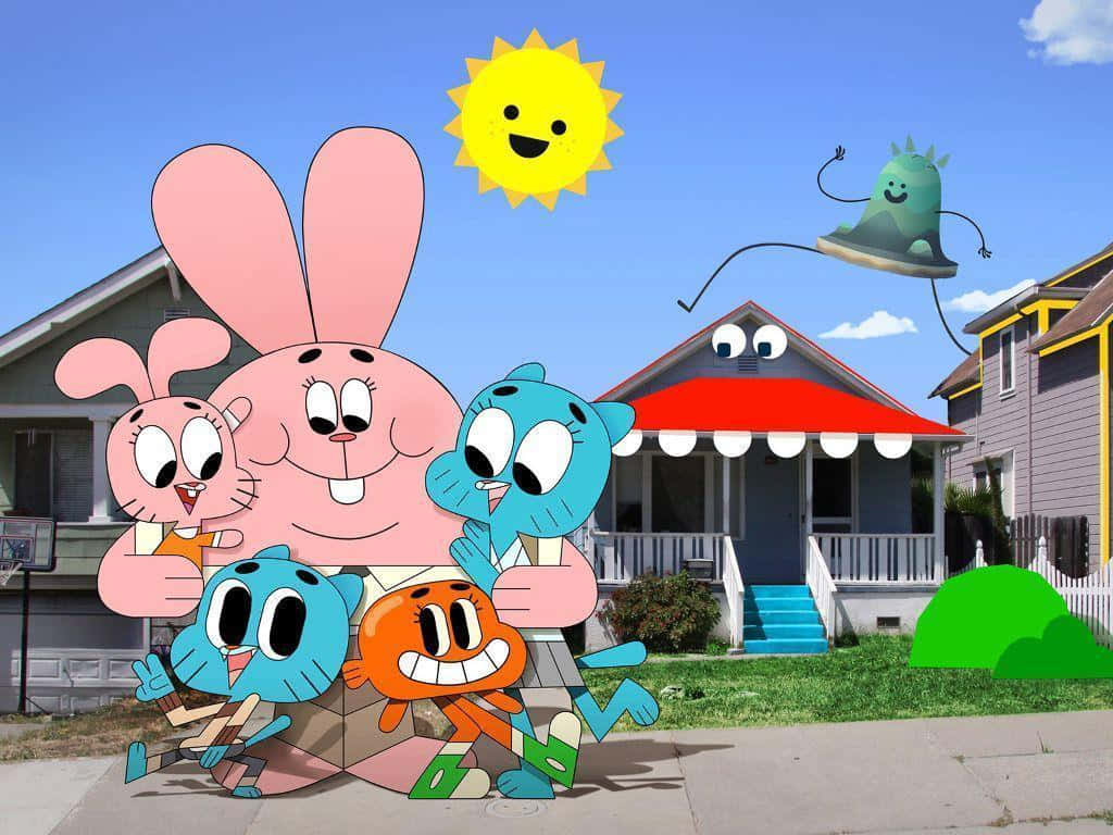 The Amazing World Of Gumball Cheerful Characters Background