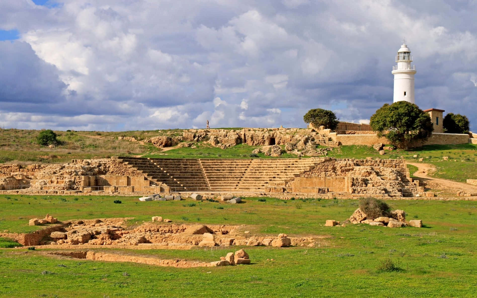 The Ancient Roman Odeon In Paphos Background