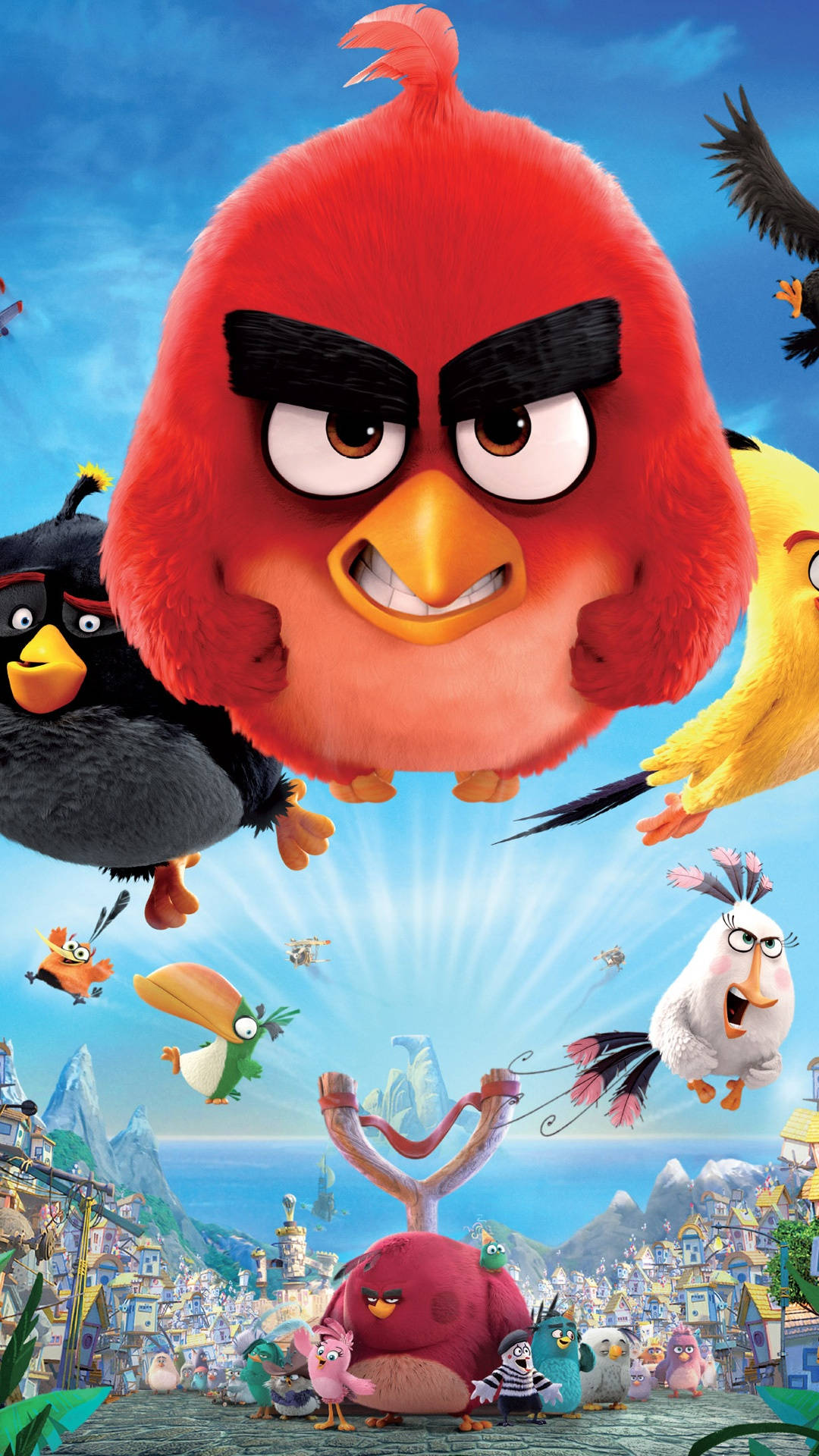 The Angry Birds Movie Characters Flying Away Background