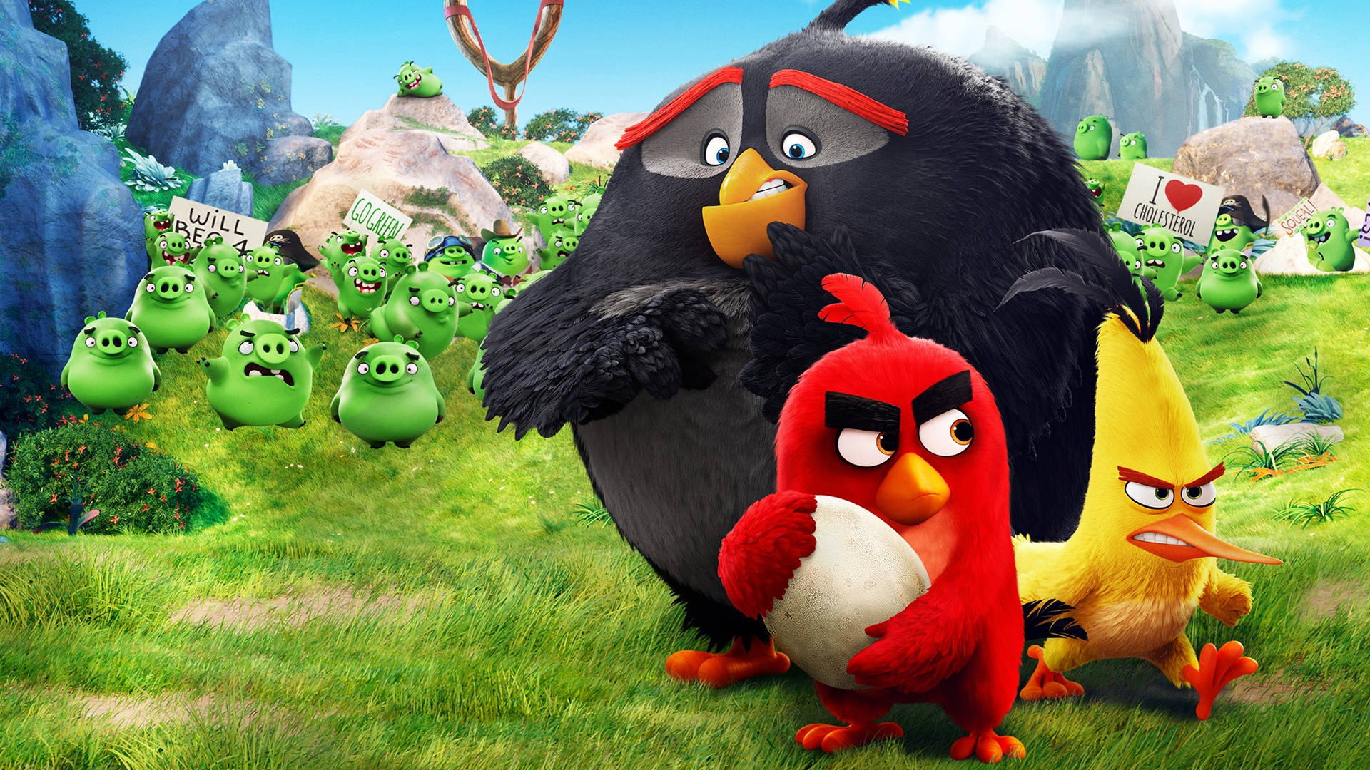 The Angry Birds Movie Gang With An Egg Background