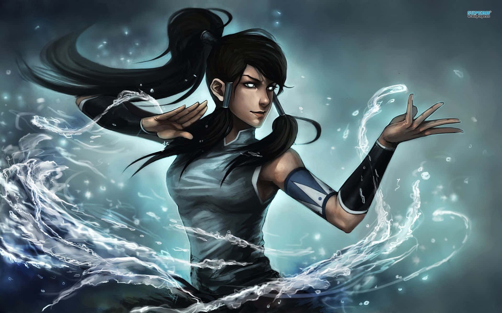 The Avatar State - Korra Stands In Front Of The Avatar Symbol Background
