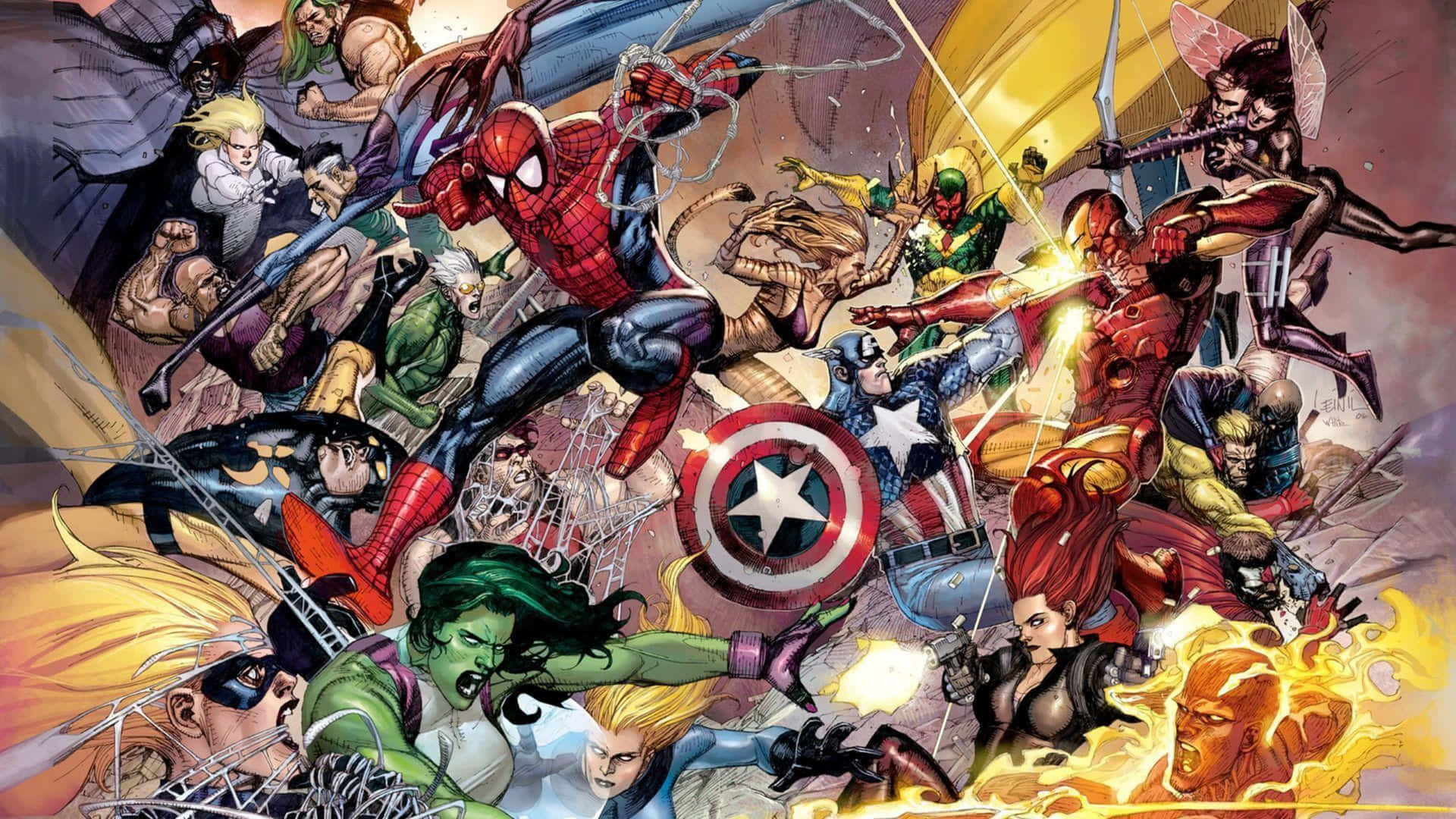 The Avengers And Villains Of Marvel Comics 2560x1440 Background