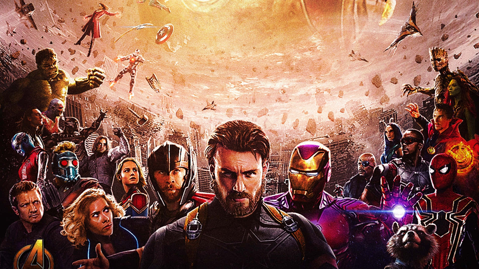 The Avengers Battle It Out Together Background