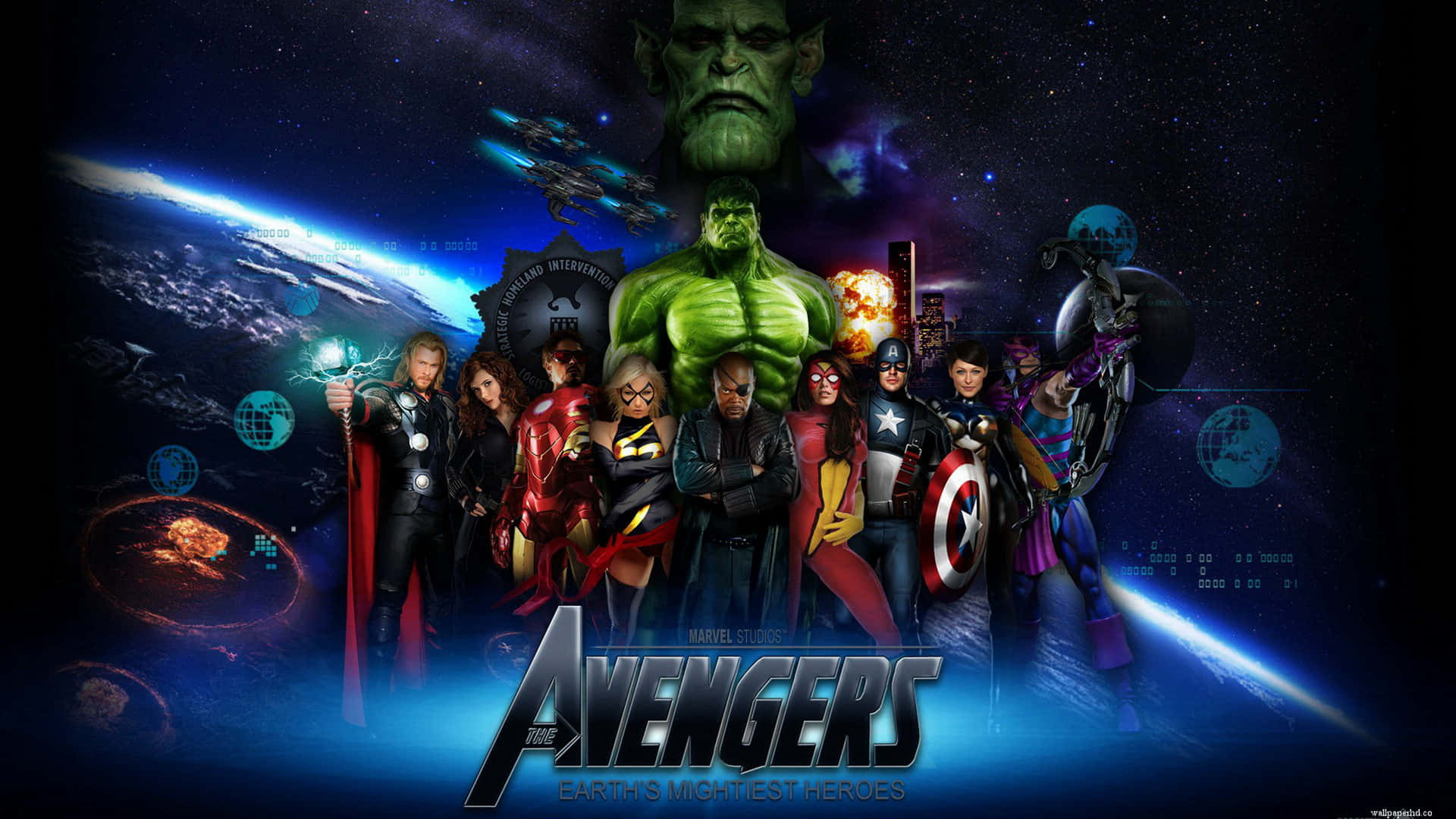 The Avengers Movie Poster With The Characters Background