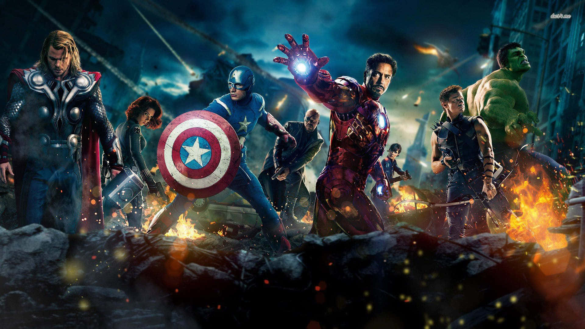 The Avengers Team Assemble To Take On The Evil Forces. Background