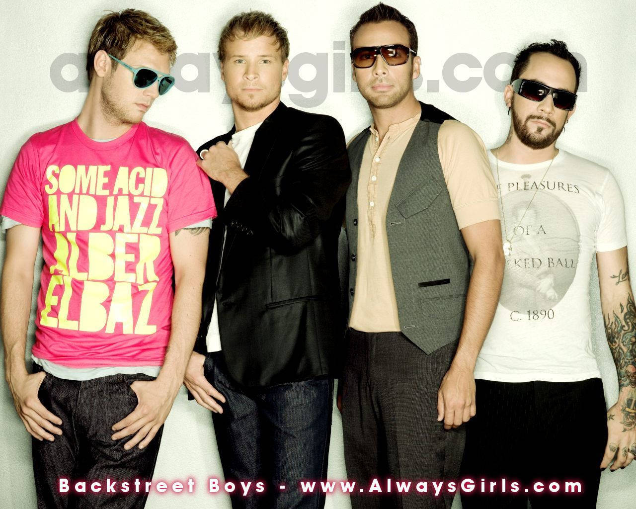 The Backstreet Boys On Stage, Looking Cool In Their Sunglasses! Background