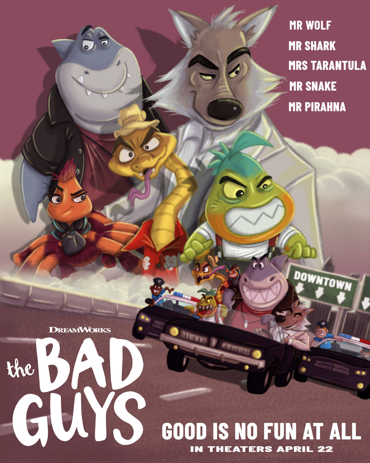 The Bad Guys Dark Pink Poster Background