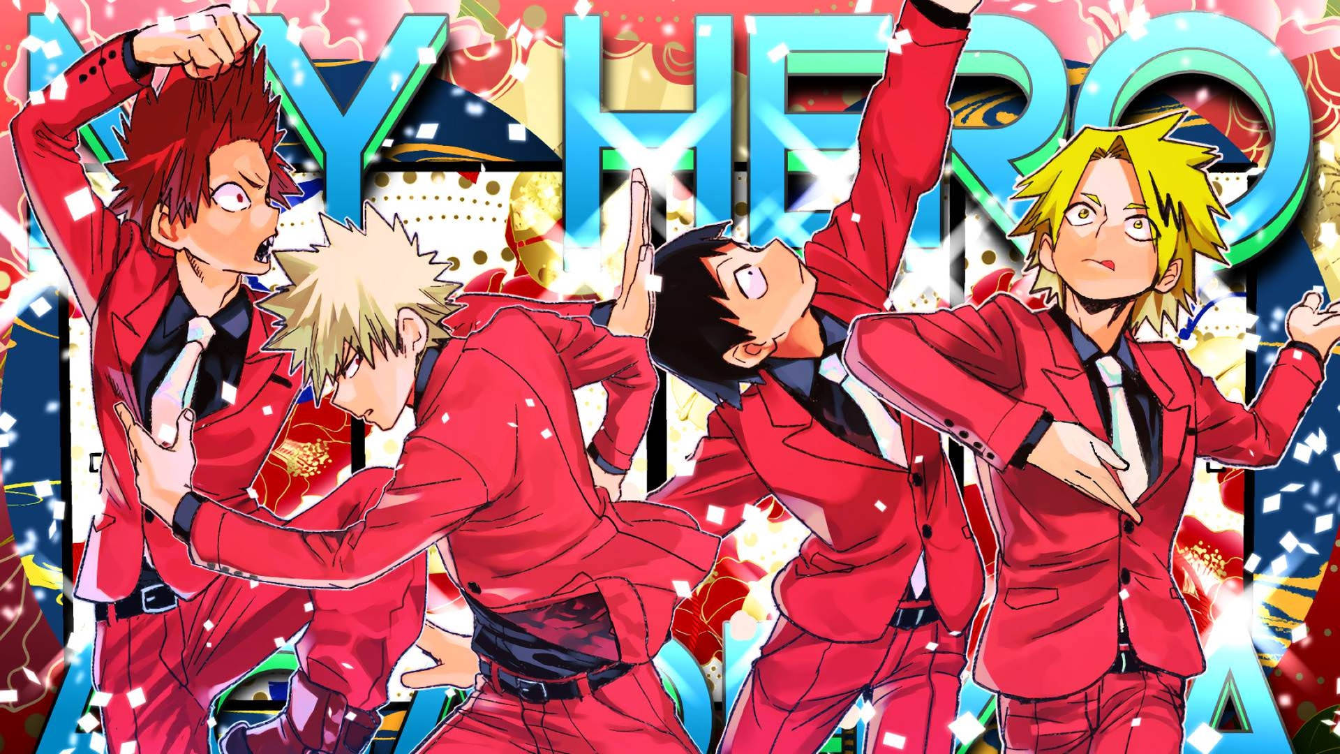 The Bakusquad Boys In Red Background