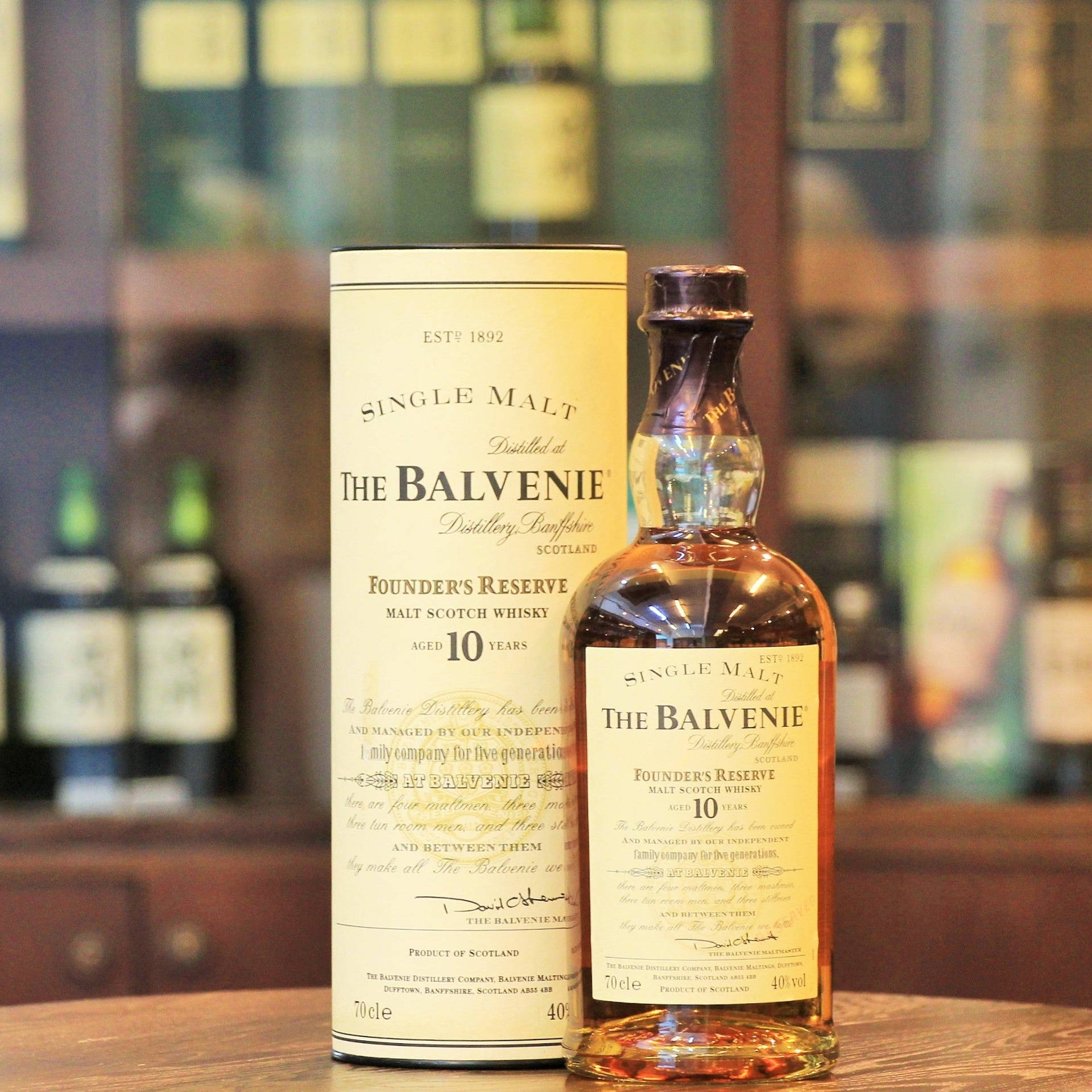 The Balvenie Founder’s Reserve 10 Year Old Scotch Whisky Background