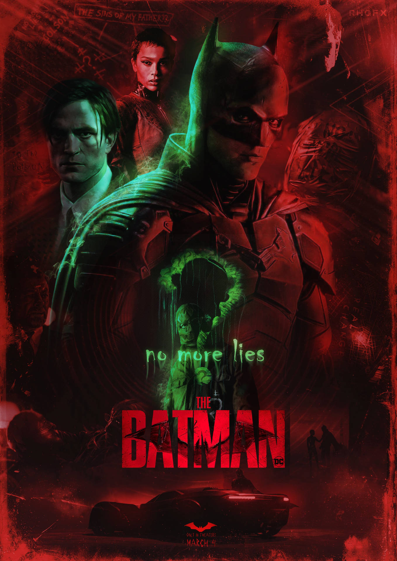The Batman 2022 Red Green Poster