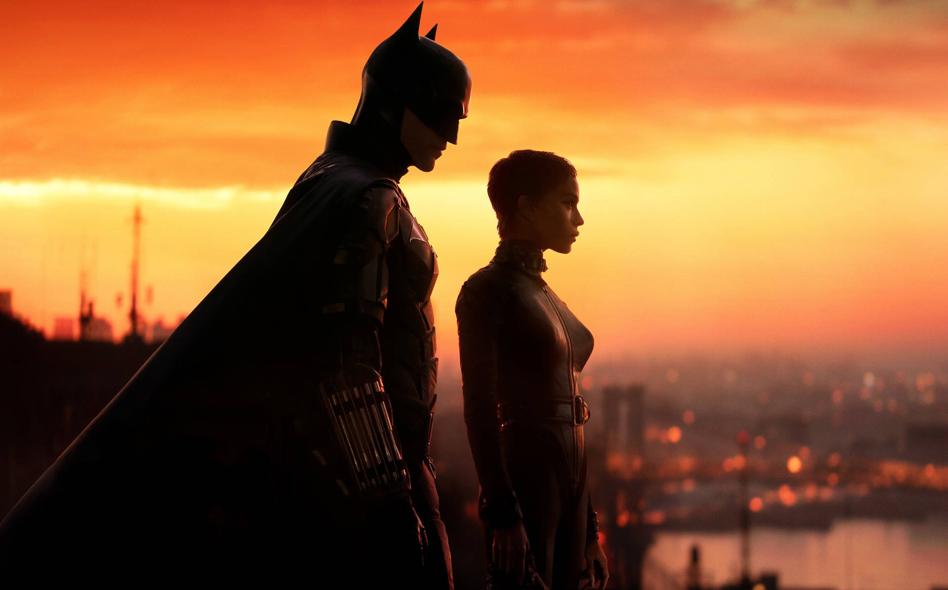 The Batman And Catwoman Sunset Background