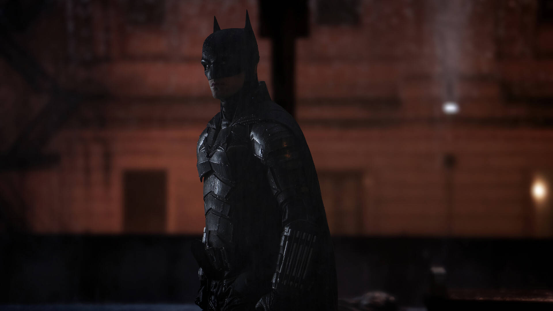 The Batman Drenched In Rain Background