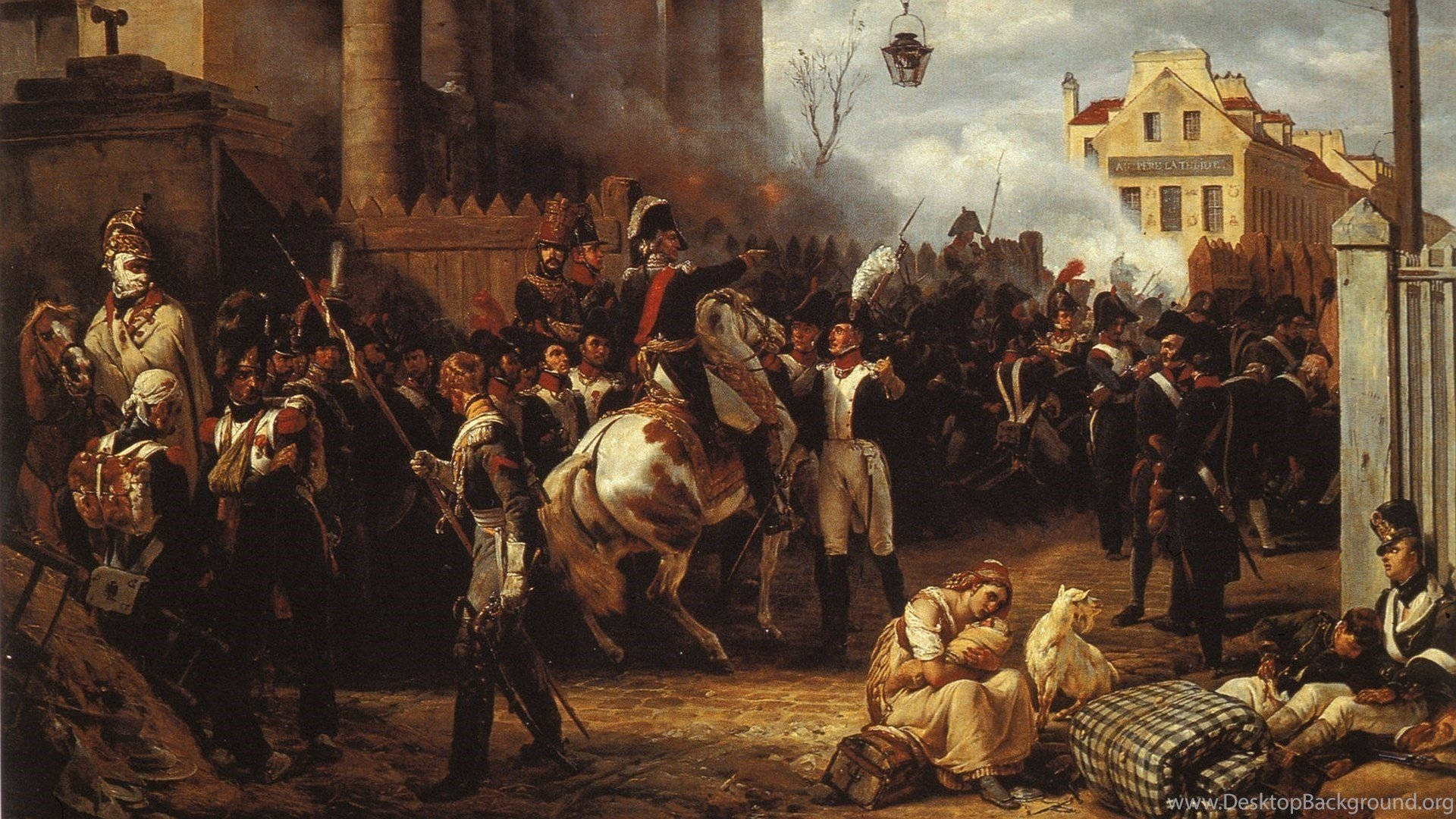 The Battle Of Paris - Napoleon - Painting By Jean-baptiste Gauguin Background