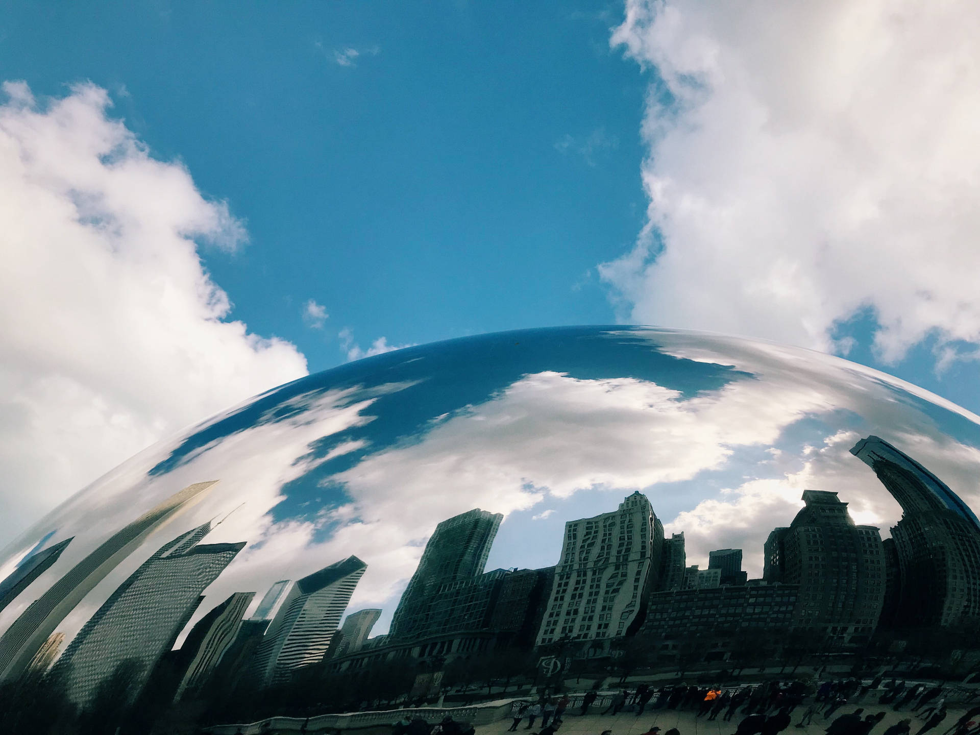 The Bean Chicago Reflecting Blue Sky Background